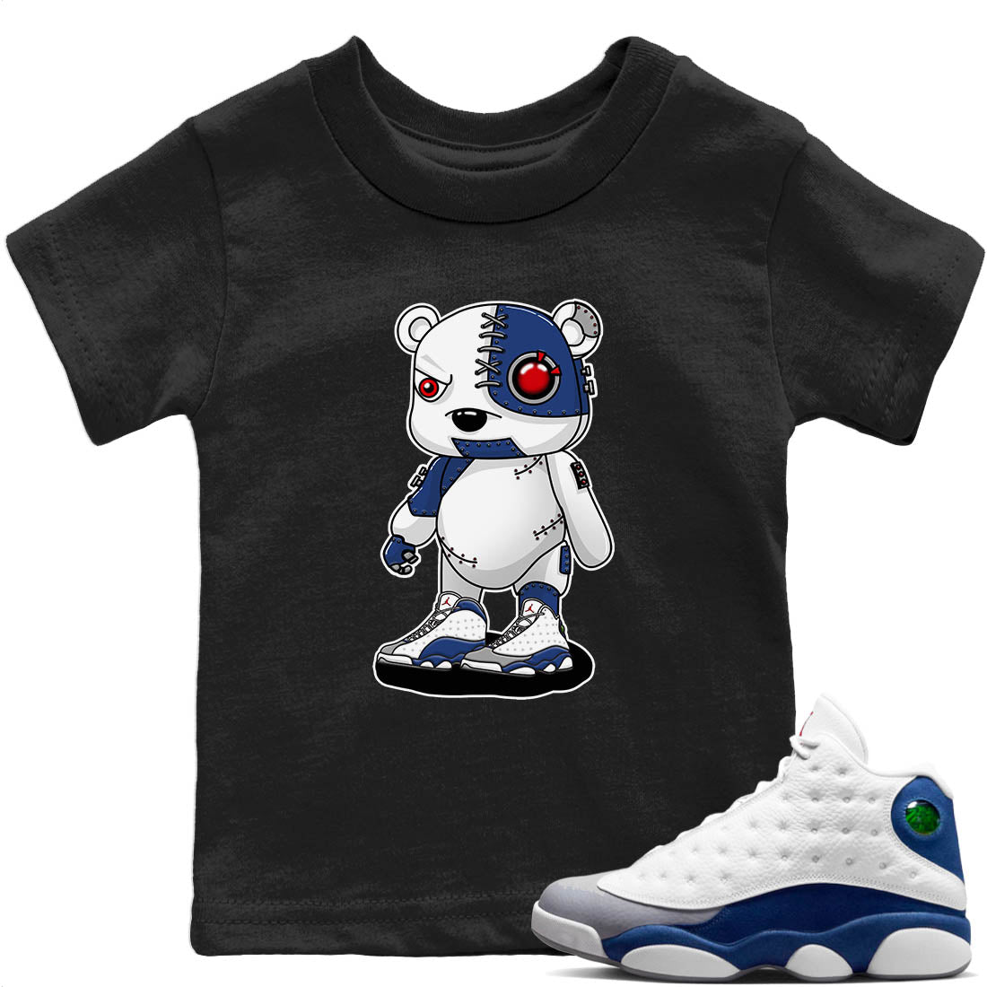 Jordan 13 French Blue Sneaker Matching T-Shirt Cyborg Bear Sneaker Tees Jordan 13 French Blue Sneaker Release Tees Kids Shirts