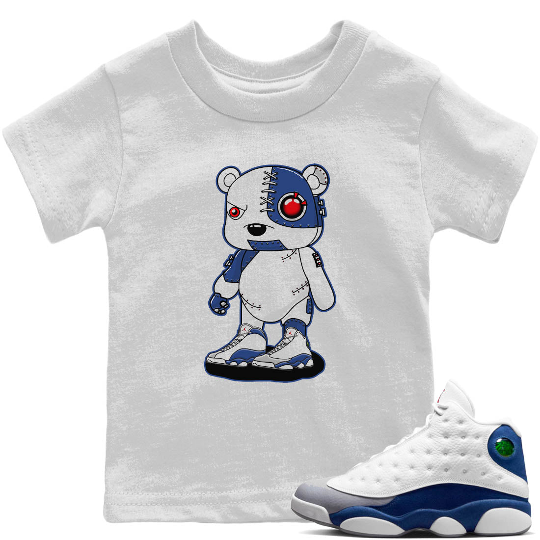 Jordan 13 French Blue Sneaker Matching T-Shirt Cyborg Bear Sneaker Tees Jordan 13 French Blue Sneaker Release Tees Kids Shirts
