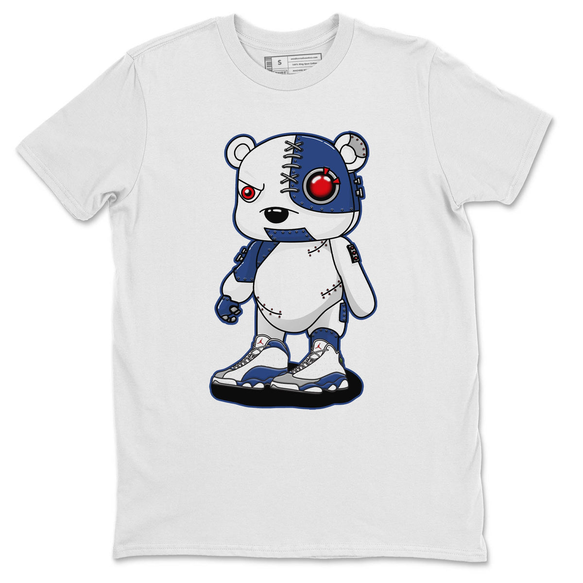 Jordan 13 French Blue Sneaker Matching T-Shirt Cyborg Bear Sneaker Tees Jordan 13 French Blue Sneaker Release Tees Crew Neck Tees