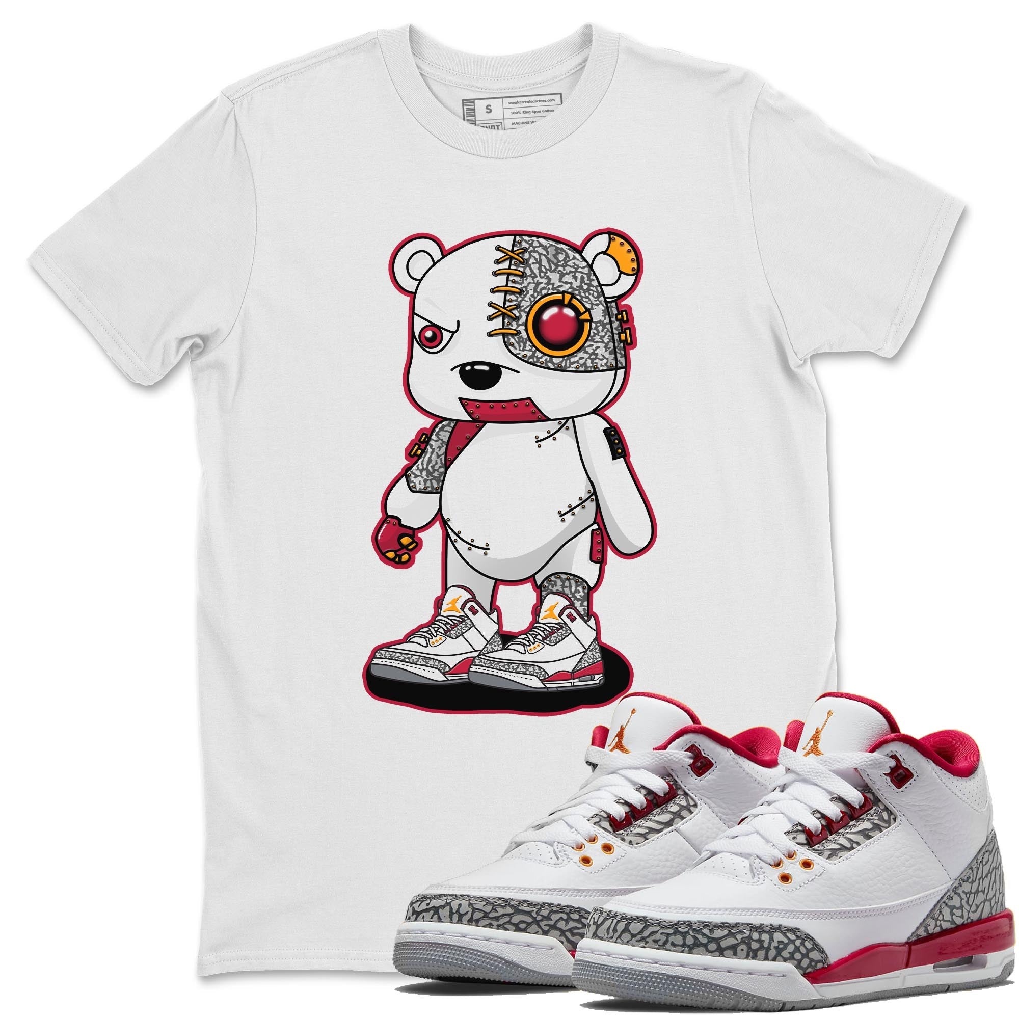 Jordan 3 Cardinal Shirt To Match Jordans Cyborg Bear Sneaker Tees Jordan 3 Cardinal Drip Gear Zone Sneaker Matching Clothing Unisex Shirts