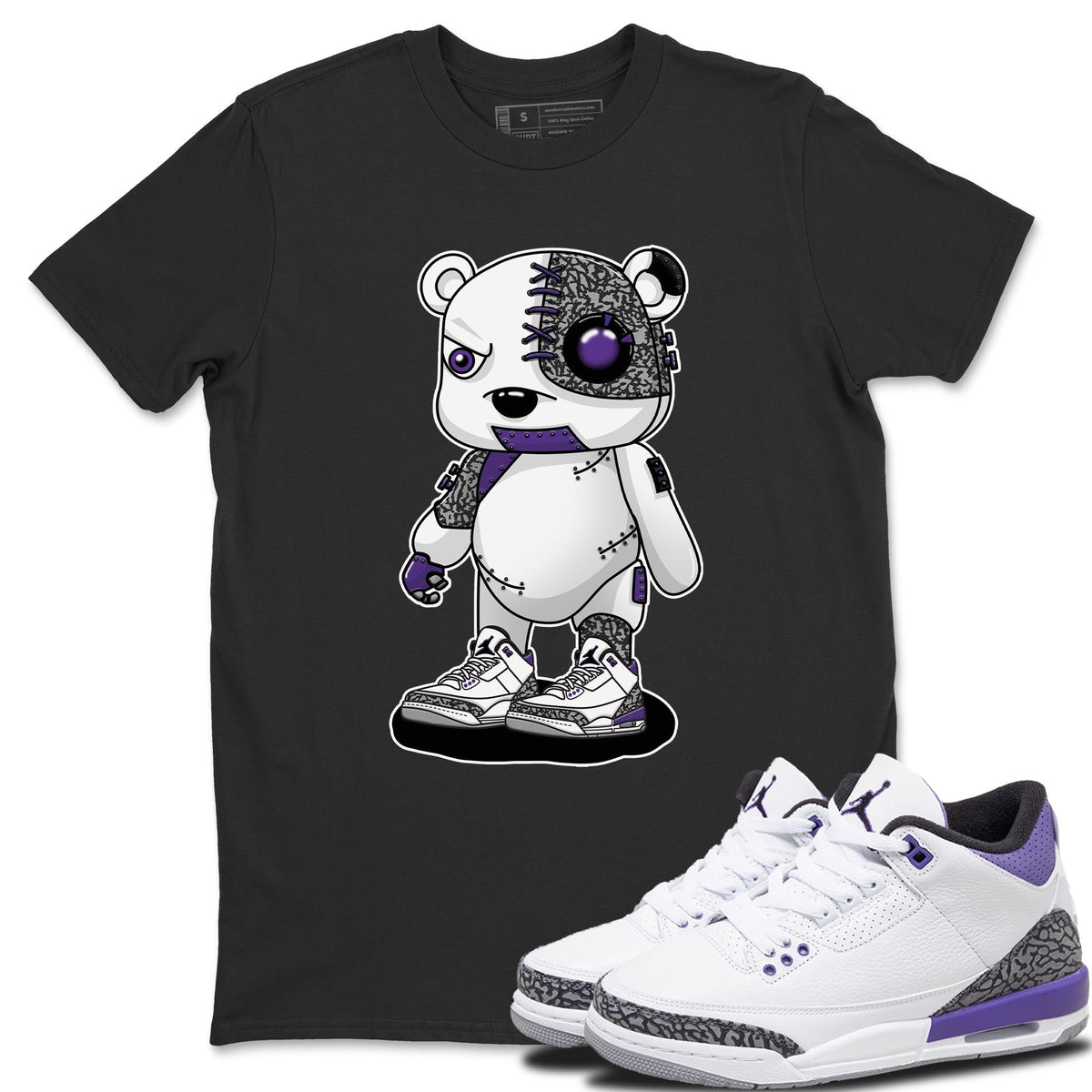Jordan 3 Dark Iris Sneaker Matching T-Shirt Cyborg Bear Sneaker Tees Jordan 3 Dark Iris Sneaker Release Tees Crew Neck Tees