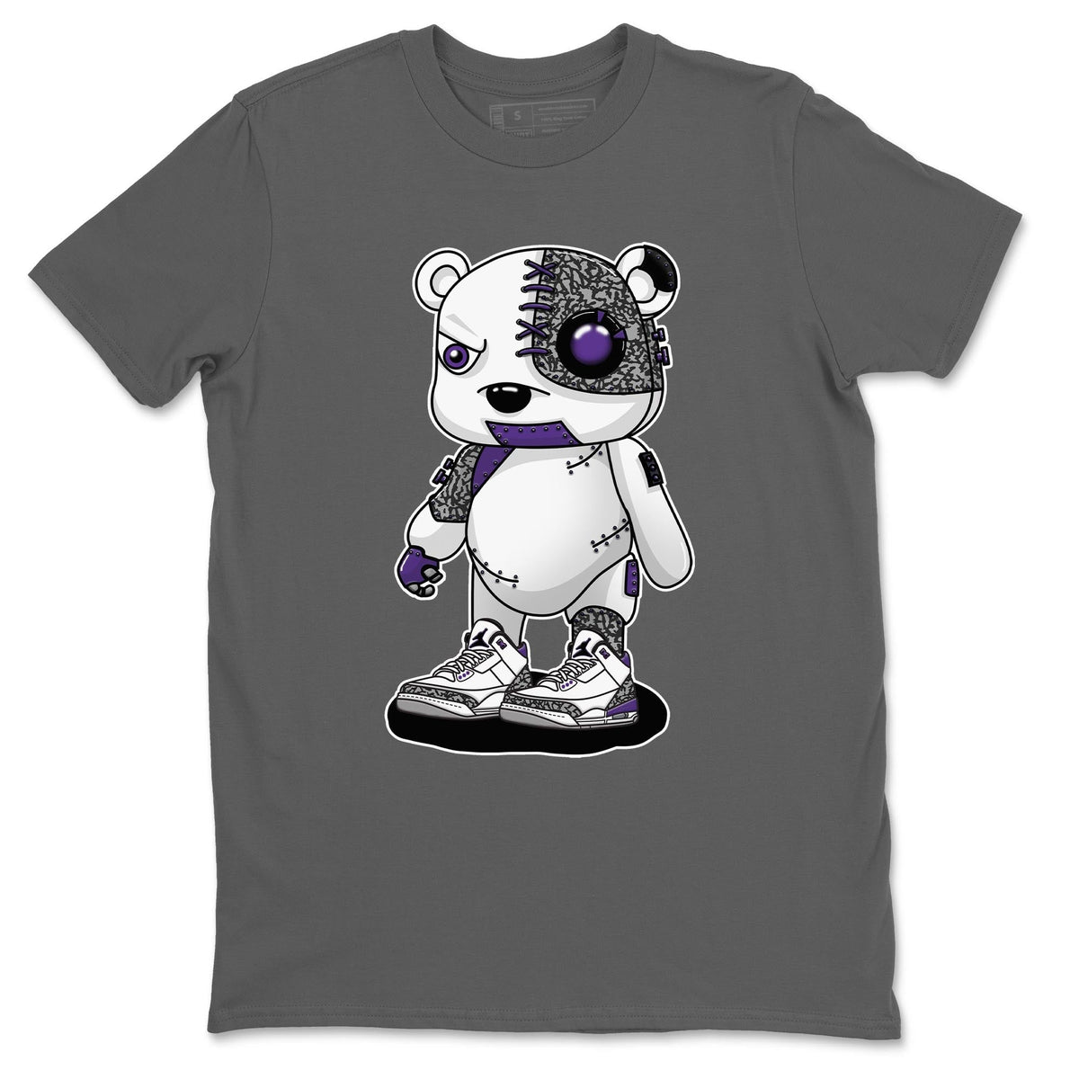 Jordan 3 Dark Iris Sneaker Matching T-Shirt Cyborg Bear Sneaker Tees Jordan 3 Dark Iris Sneaker Release Tees Crew Neck Tees