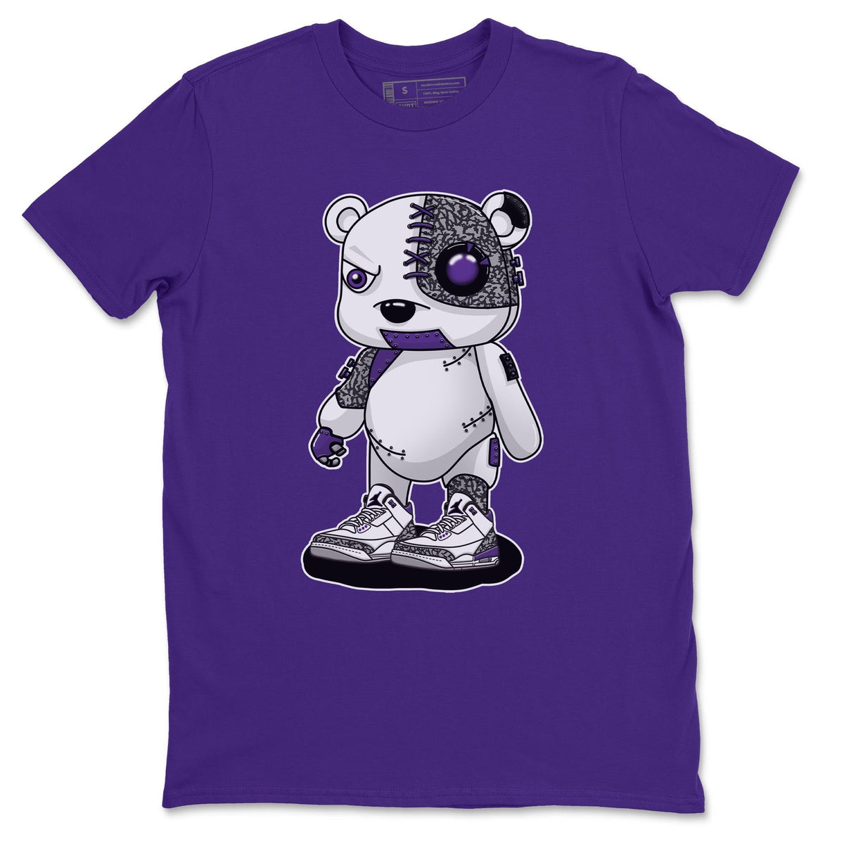 Jordan 3 Dark Iris Sneaker Matching T-Shirt Cyborg Bear Sneaker Tees Jordan 3 Dark Iris Sneaker Release Tees Crew Neck Tees