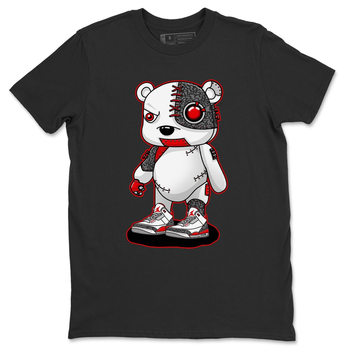 Jordan 3 Fire Red Sneaker Matching T-Shirt Cyborg Bear Sneaker Tees Jordan 3 Fire Red Sneaker Release Tees Crew Neck Tees