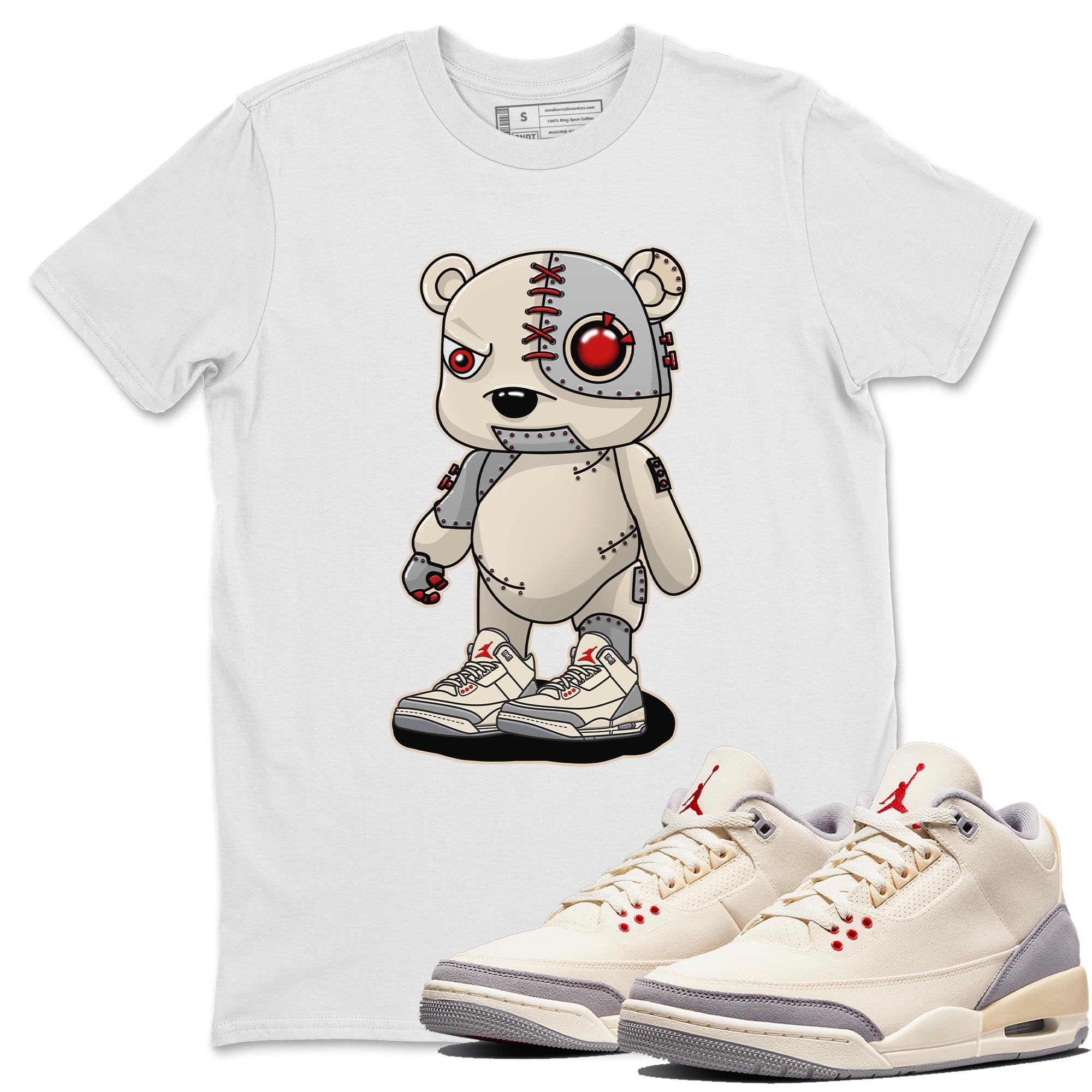 Jordan 3 Muslin Shirt To Match Jordans Cyborg Bear Sneaker Tees Jordan 3 Muslin Drip Gear Zone Sneaker Matching Clothing Unisex Shirts