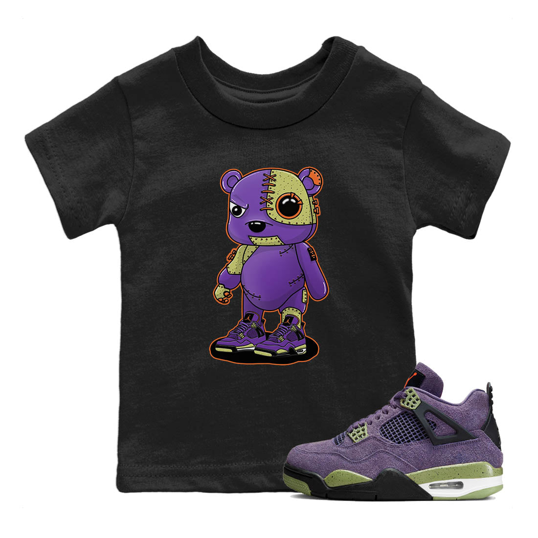Jordan 4 Canyon Purple Sneaker Matching T-Shirt Cyborg Bear Sneaker Tees Jordan 4 Canyon Purple Sneaker Release Tees Kids Shirts