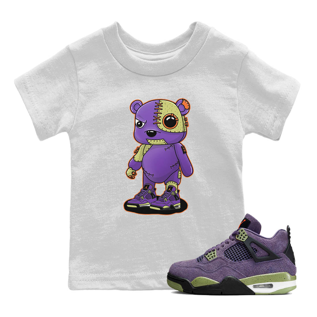 Jordan 4 Canyon Purple Sneaker Matching T-Shirt Cyborg Bear Sneaker Tees Jordan 4 Canyon Purple Sneaker Release Tees Kids Shirts