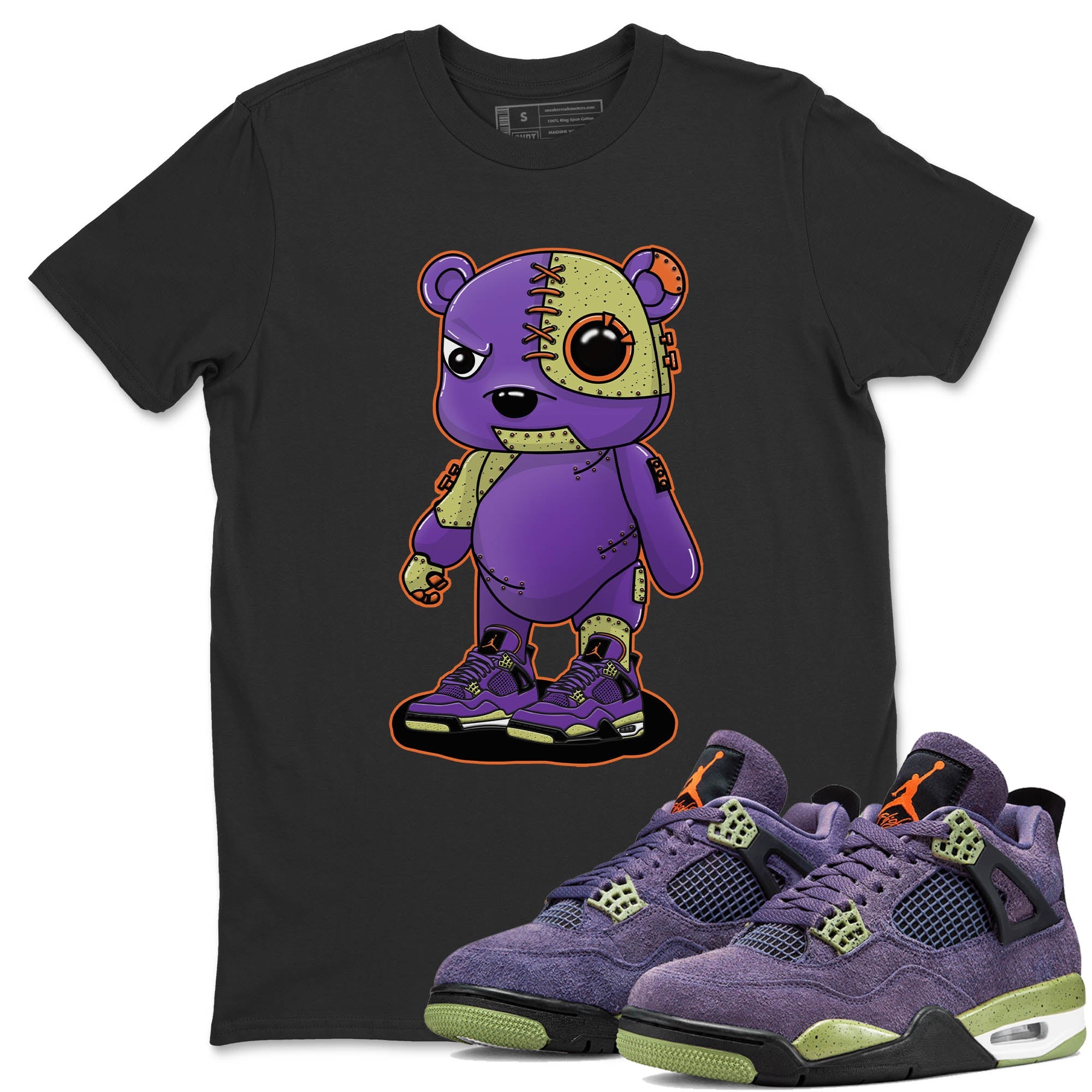 Jordan 4 Canyon Purple Sneaker Matching T-Shirt Cyborg Bear Sneaker Tees Jordan 4 Canyon Purple Sneaker Release Tees Crew Neck Tees