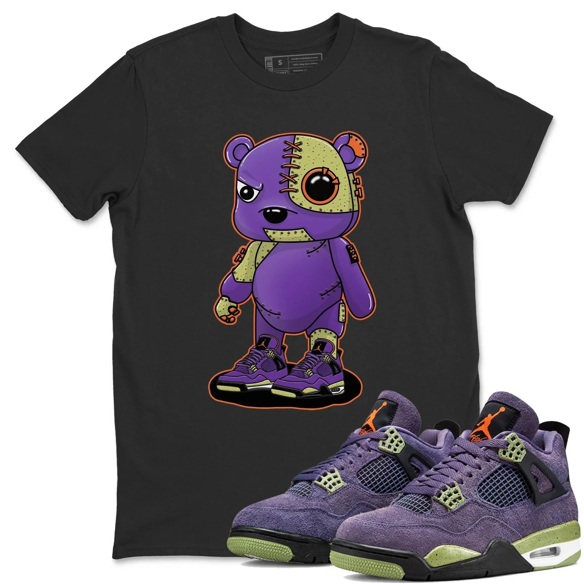 Jordan 4 Canyon Purple Sneaker Matching T-Shirt Cyborg Bear Sneaker Tees Jordan 4 Canyon Purple Sneaker Release Tees Crew Neck Tees