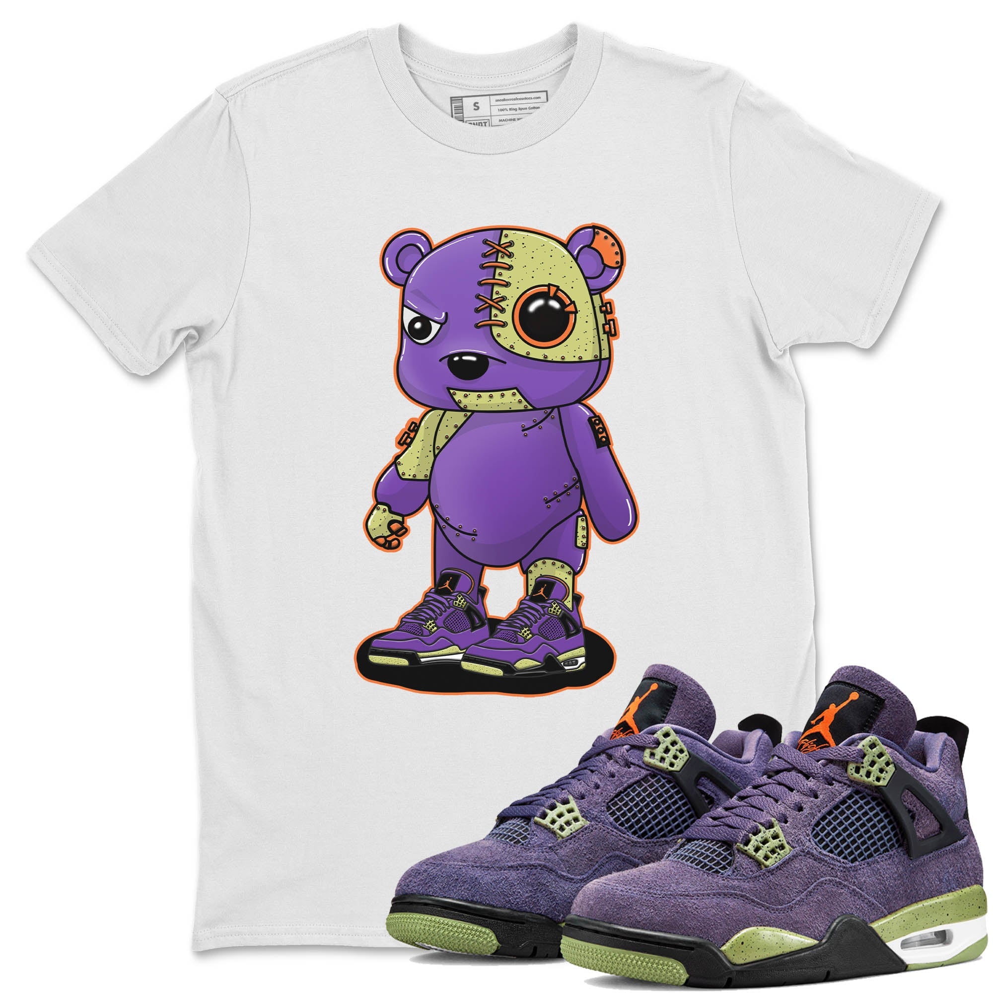 Jordan 4 Canyon Purple Sneaker Matching T-Shirt Cyborg Bear Sneaker Tees Jordan 4 Canyon Purple Sneaker Release Tees Crew Neck Tees