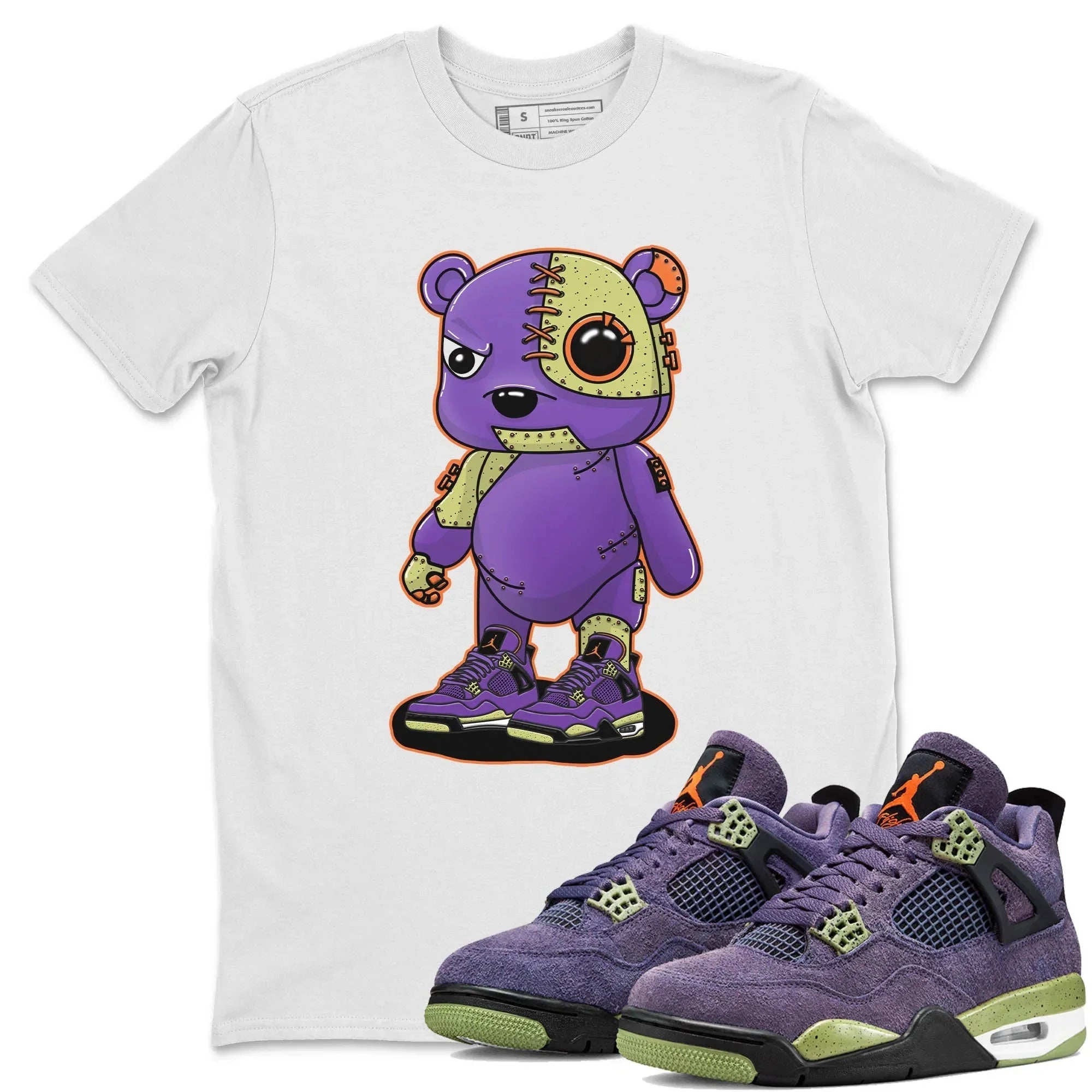 Jordan 4 Canyon Purple Sneaker Matching T-Shirt Cyborg Bear Sneaker Tees Jordan 4 Canyon Purple Sneaker Release Tees Crew Neck Tees