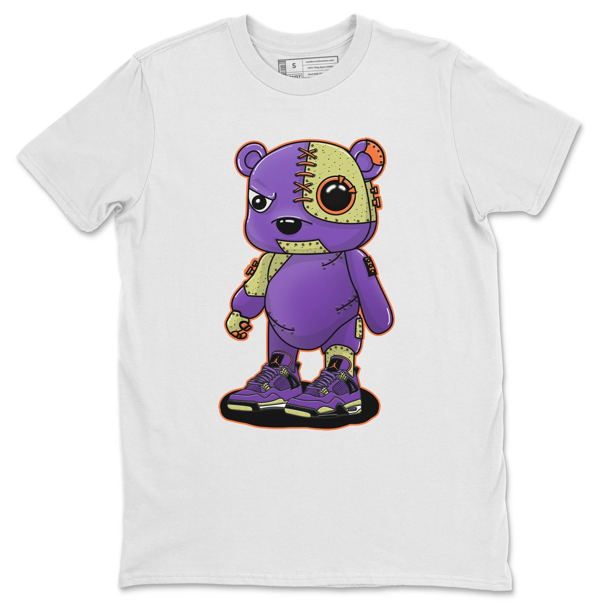 Jordan 4 Canyon Purple Sneaker Matching T-Shirt Cyborg Bear Sneaker Tees Jordan 4 Canyon Purple Sneaker Release Tees Crew Neck Tees