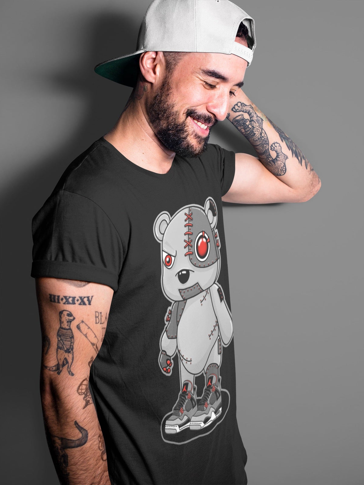 Jordan 4 Infrared Sneaker Matching T-Shirt Cyborg Bear Sneaker Tees Jordan 4 Infrared Sneaker Release Tees Crew Neck Tees