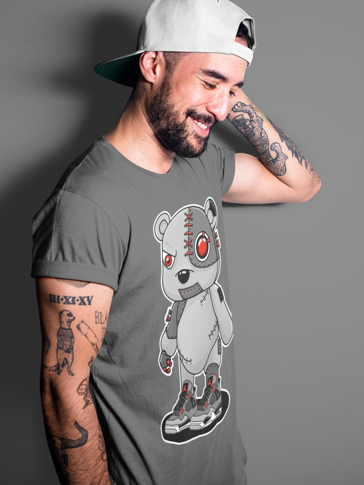 Jordan 4 Infrared Sneaker Matching T-Shirt Cyborg Bear Sneaker Tees Jordan 4 Infrared Sneaker Release Tees Crew Neck Tees