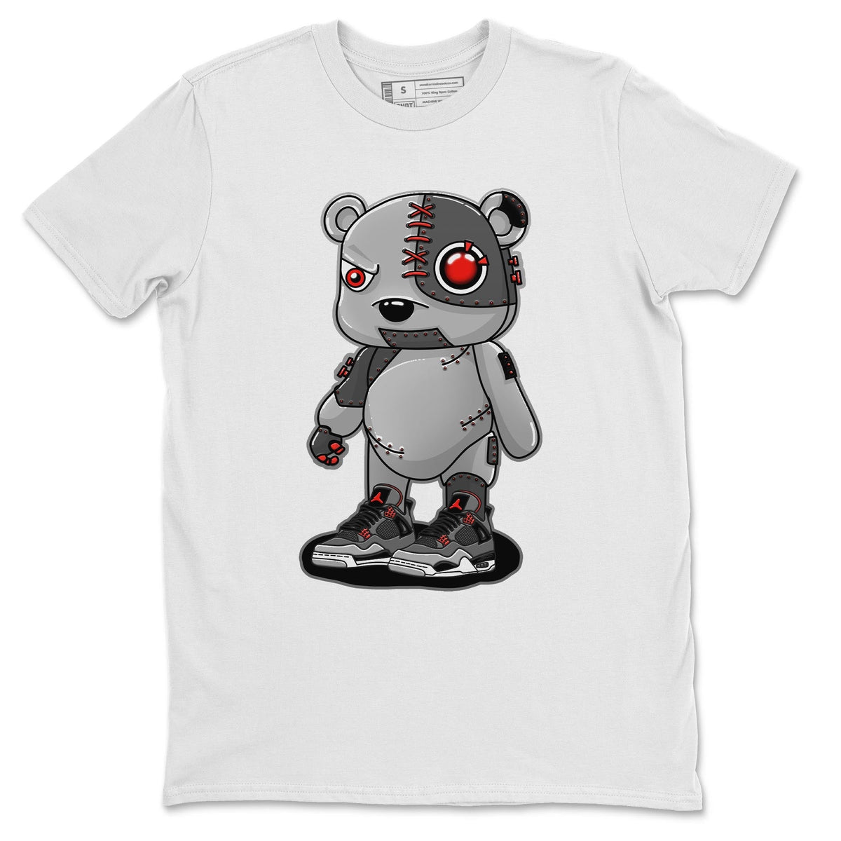 Jordan 4 Infrared Sneaker Matching T-Shirt Cyborg Bear Sneaker Tees Jordan 4 Infrared Sneaker Release Tees Crew Neck Tees
