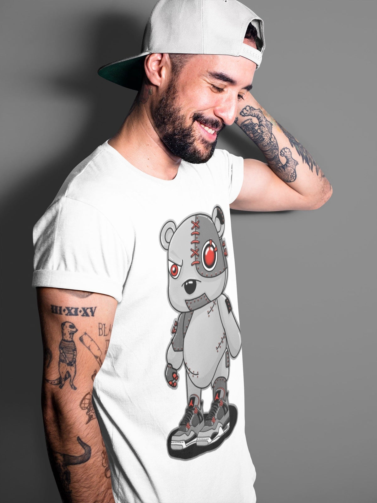 Jordan 4 Infrared Sneaker Matching T-Shirt Cyborg Bear Sneaker Tees Jordan 4 Infrared Sneaker Release Tees Crew Neck Tees