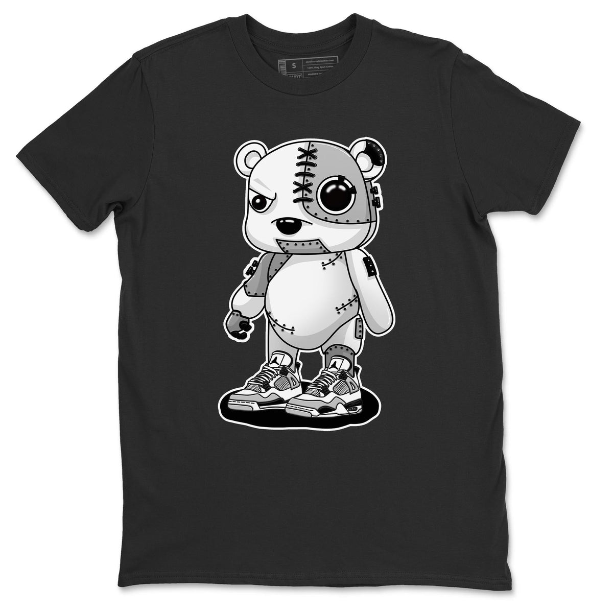 Jordan 4 Military Black Sneaker Matching T-Shirt Cyborg Bear Sneaker Tees Jordan 4 Military Black Sneaker Release Tees Crew Neck Tees