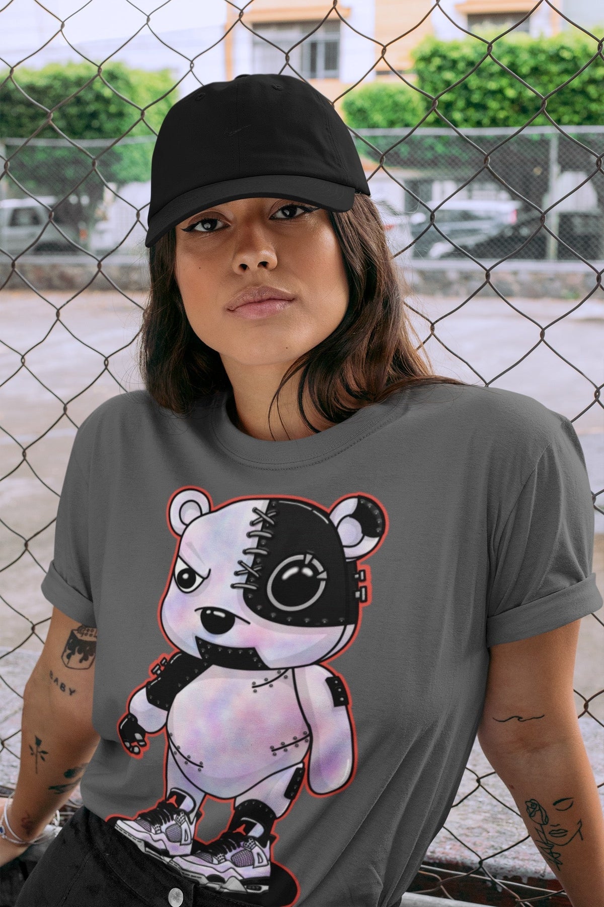 Jordan 4 Zen Master Sneaker Matching T-Shirt Cyborg Bear Sneaker Tees Jordan 4 Zen Master Sneaker Release Tees Crew Neck Tees