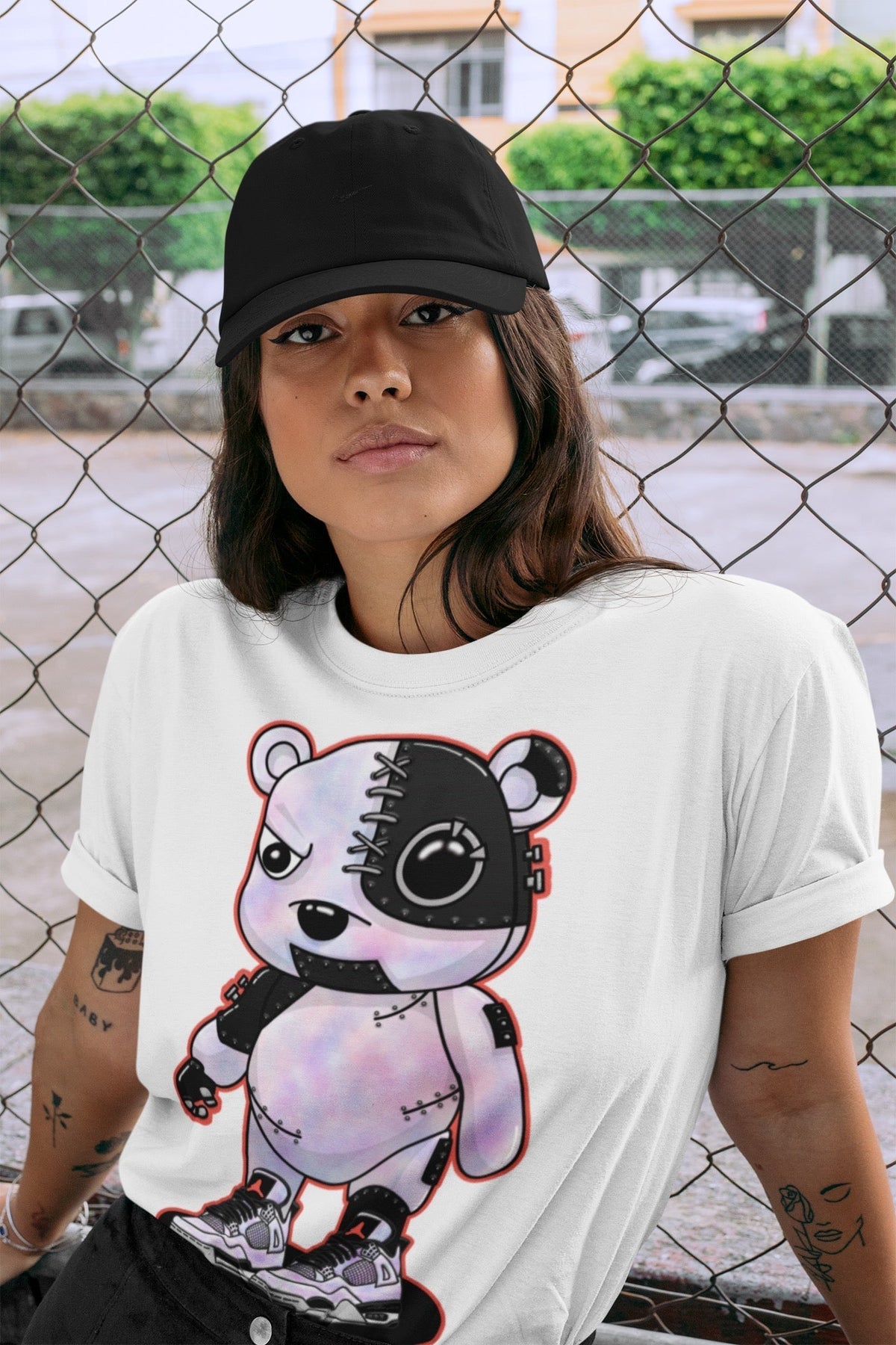 Jordan 4 Zen Master Sneaker Matching T-Shirt Cyborg Bear Sneaker Tees Jordan 4 Zen Master Sneaker Release Tees Crew Neck Tees