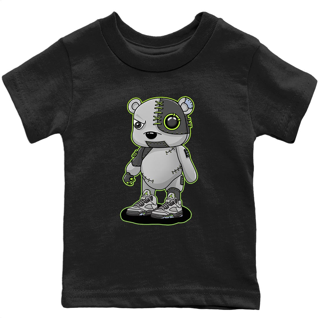 Jordan 5 Green Bean Sneaker Matching T-Shirt Cyborg Bear Sneaker Tees Jordan 5 Green Bean Sneaker Release Tees Kids Shirts