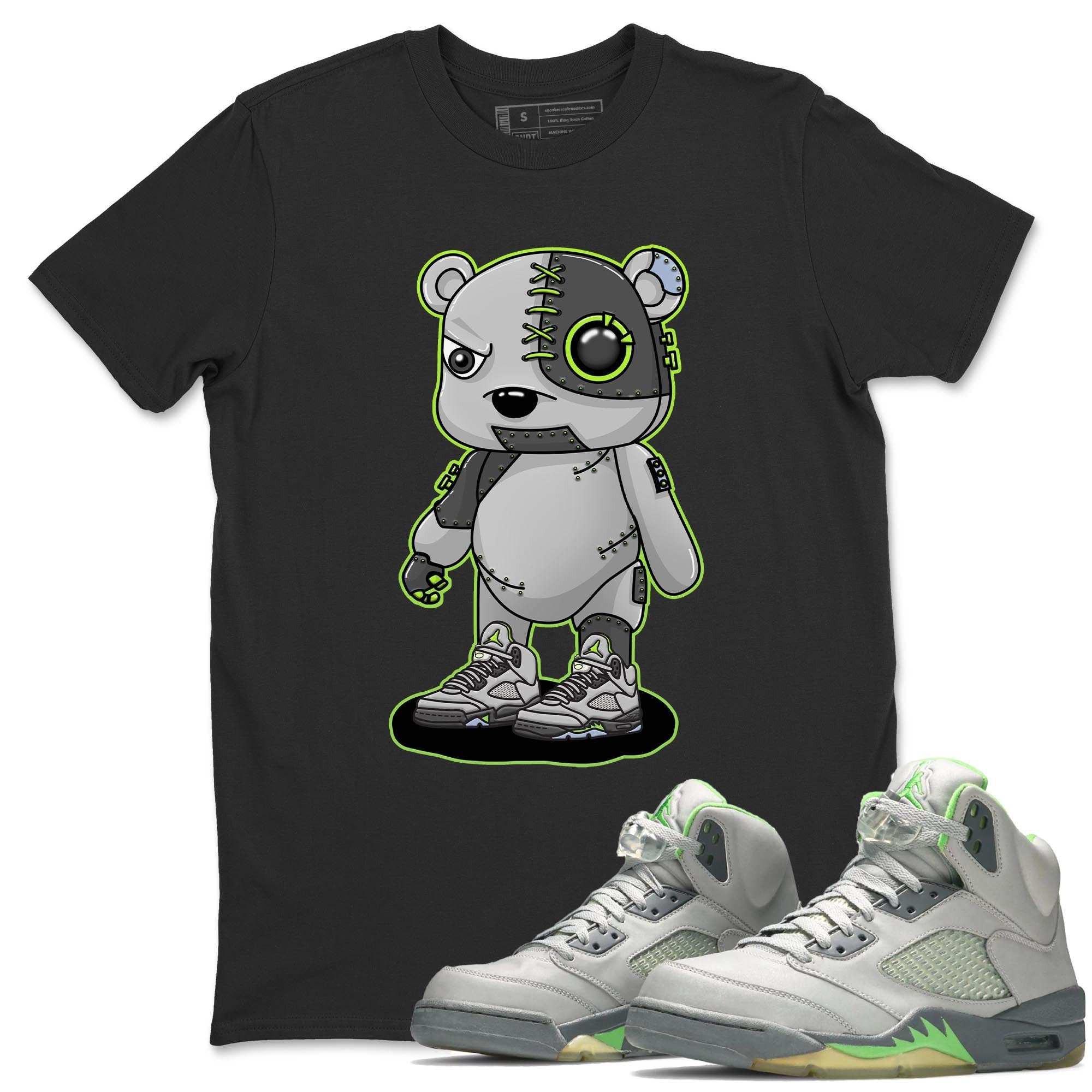 Jordan 5 Green Bean Sneaker Matching T-Shirt Cyborg Bear Sneaker Tees Jordan 5 Green Bean Sneaker Release Tees Crew Neck Tees