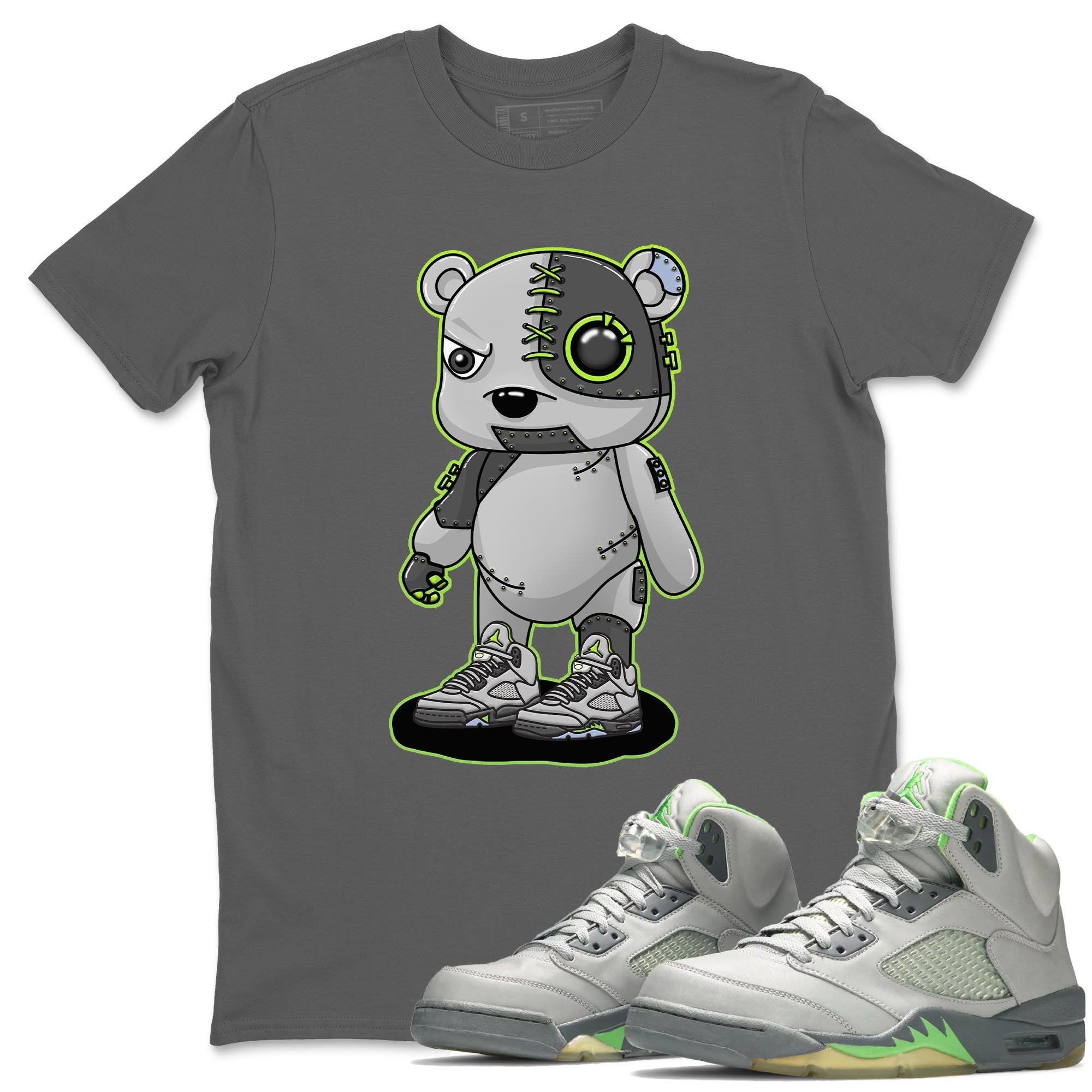 Jordan 5 Green Bean Sneaker Matching T-Shirt Cyborg Bear Sneaker Tees Jordan 5 Green Bean Sneaker Release Tees Crew Neck Tees