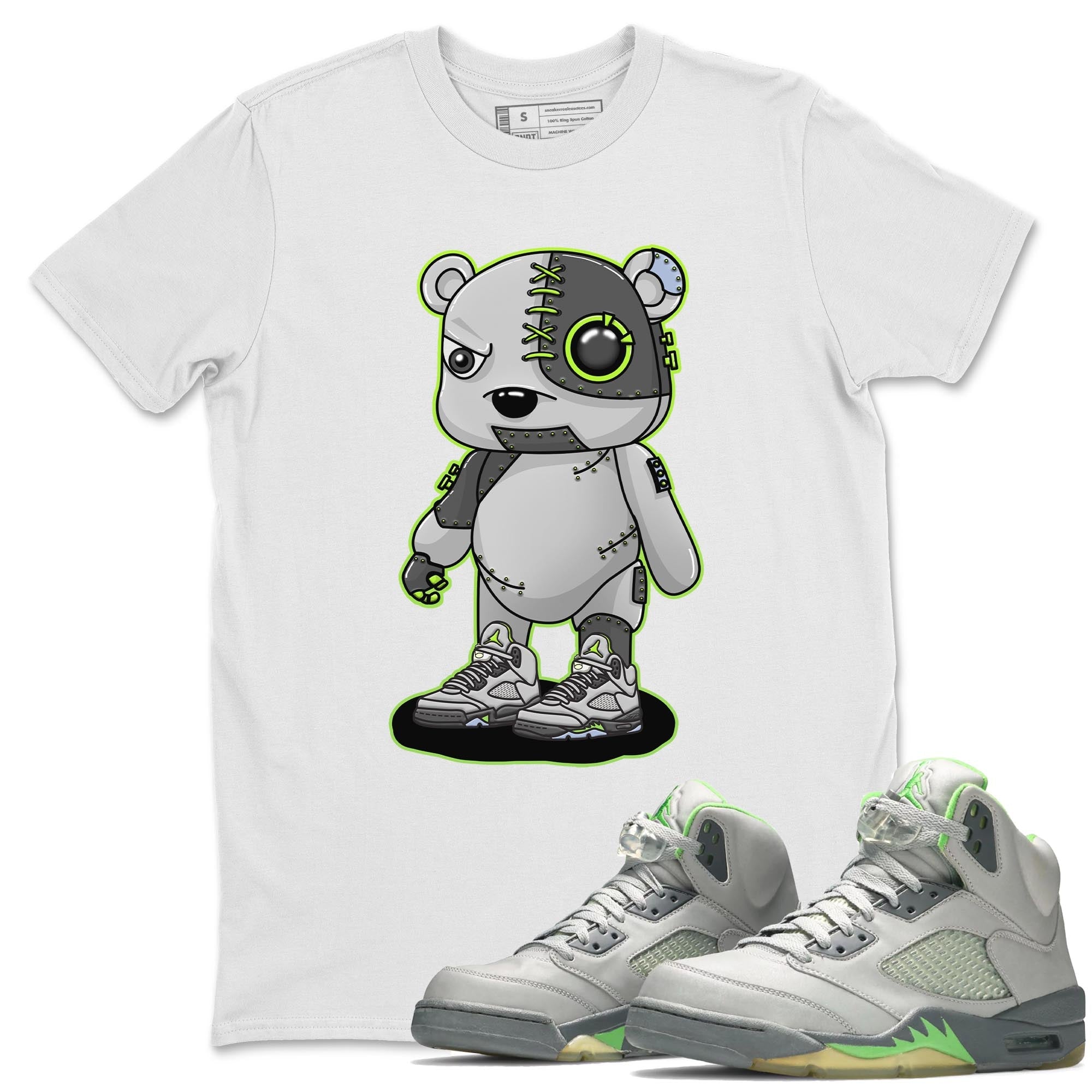 Jordan 5 Green Bean Sneaker Matching T-Shirt Cyborg Bear Sneaker Tees Jordan 5 Green Bean Sneaker Release Tees Crew Neck Tees