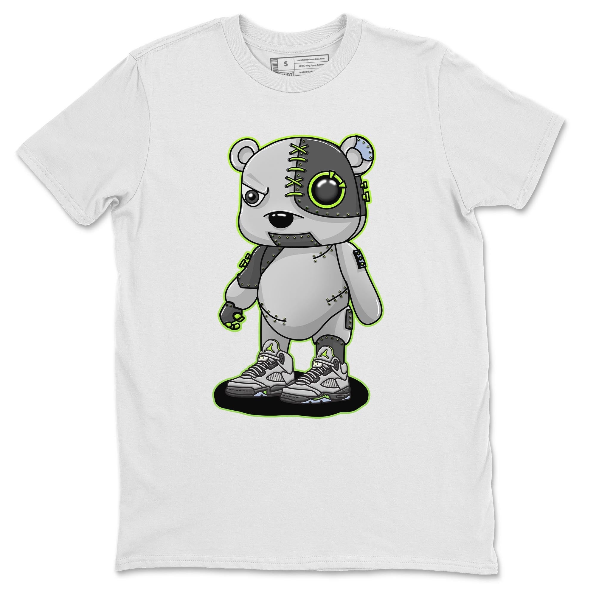 Jordan 5 Green Bean Sneaker Matching T-Shirt Cyborg Bear Sneaker Tees Jordan 5 Green Bean Sneaker Release Tees Crew Neck Tees