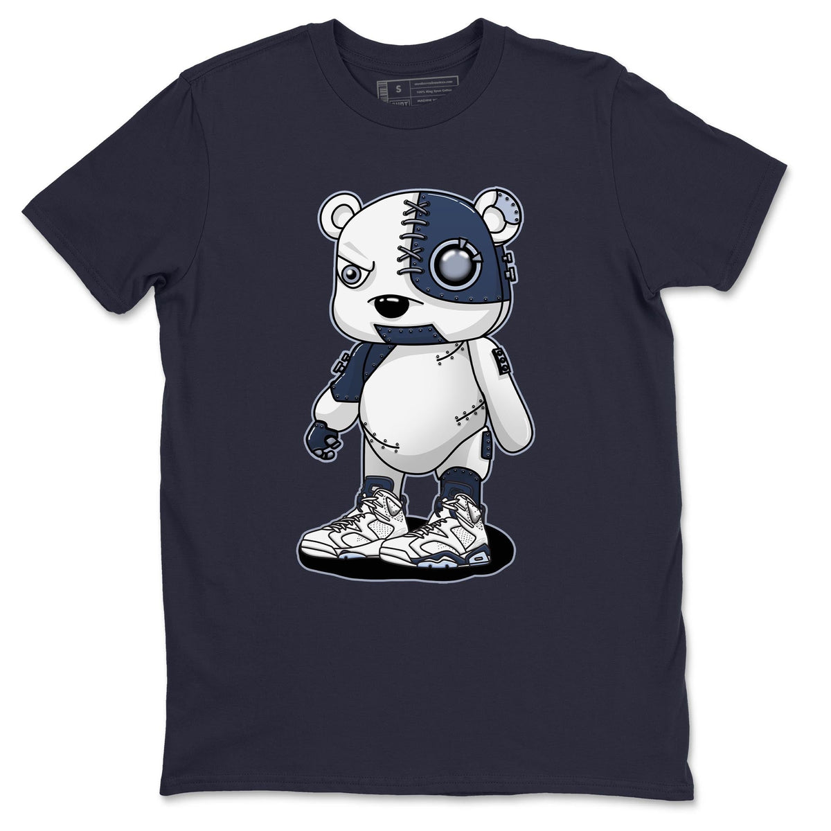 Jordan 6 Midnight Navy Sneaker Matching T-Shirt Cyborg Bear Sneaker Tees Jordan 6 Midnight Navy Sneaker Release Tees Crew Neck Tees