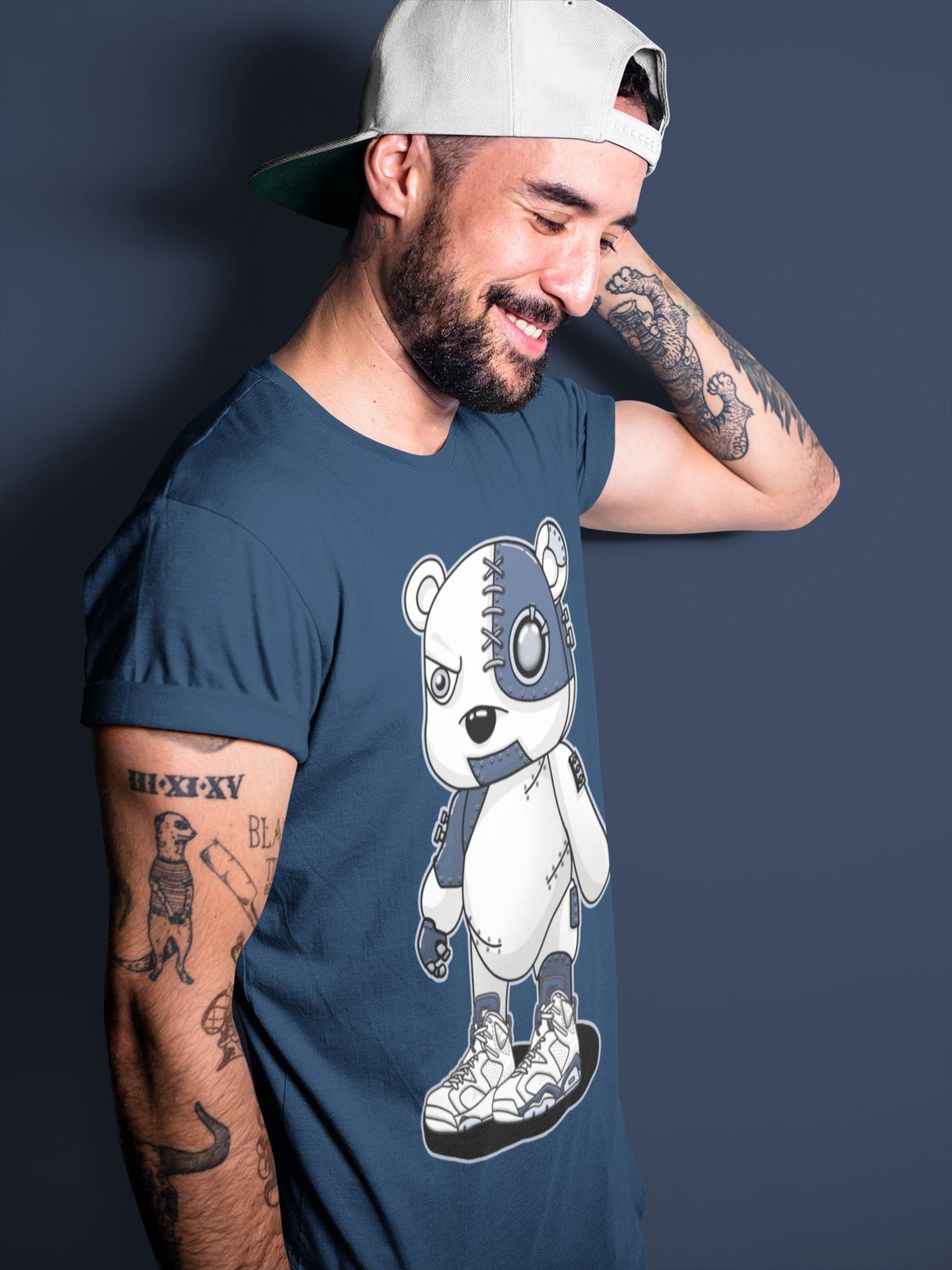 Jordan 6 Midnight Navy Sneaker Matching T-Shirt Cyborg Bear Sneaker Tees Jordan 6 Midnight Navy Sneaker Release Tees Crew Neck Tees