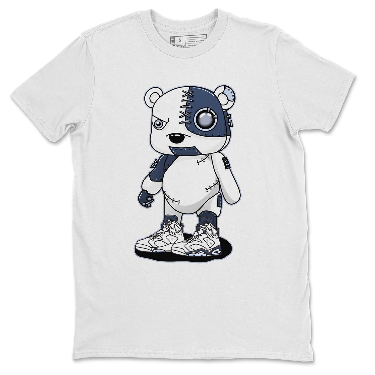 Jordan 6 Midnight Navy Sneaker Matching T-Shirt Cyborg Bear Sneaker Tees Jordan 6 Midnight Navy Sneaker Release Tees Crew Neck Tees