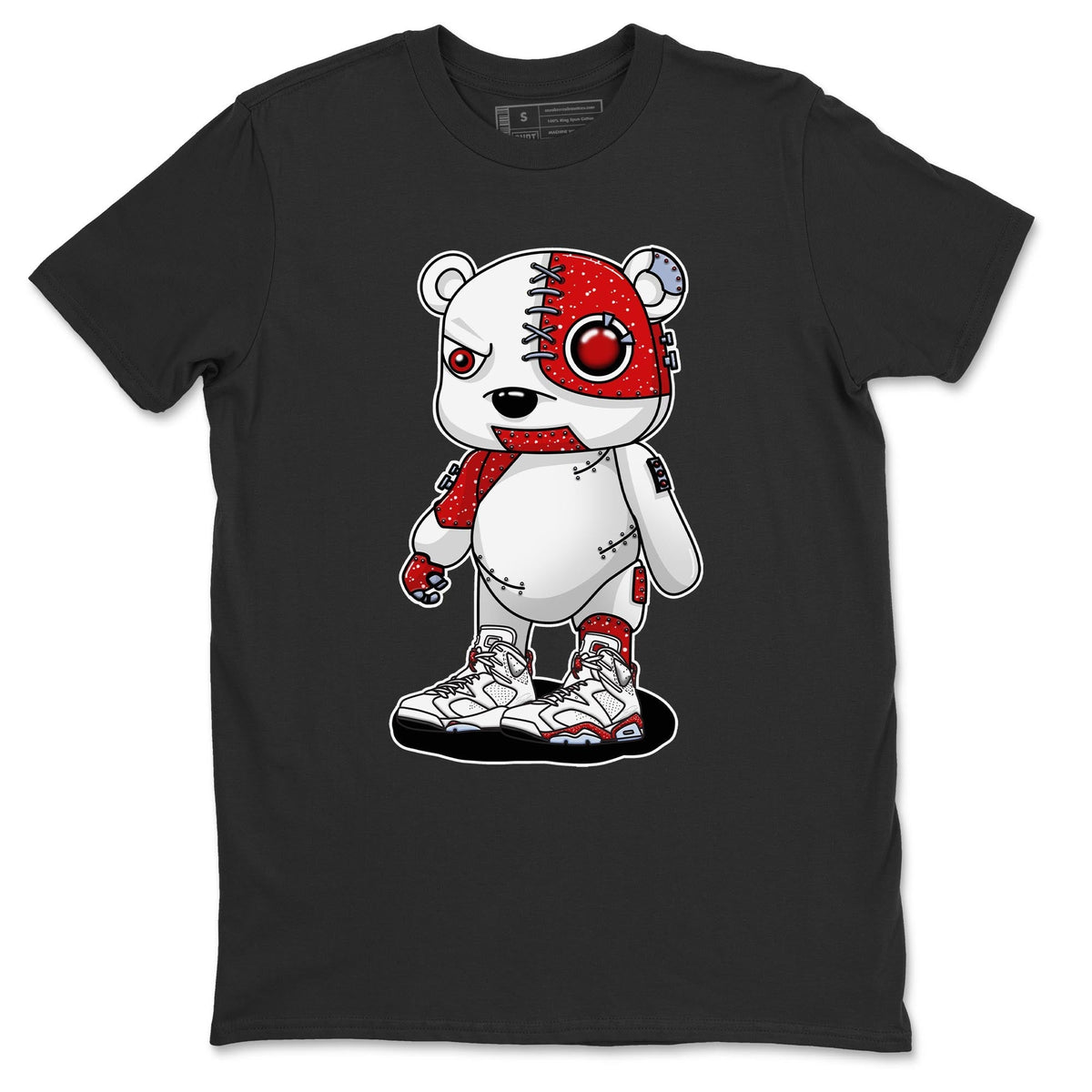 Jordan 6 Red Velvet Cookies Sneaker Matching T-Shirt Cyborg Bear Sneaker Tees Jordan 6 Red Velvet Cookies Sneaker Release Tees Crew Neck Tees