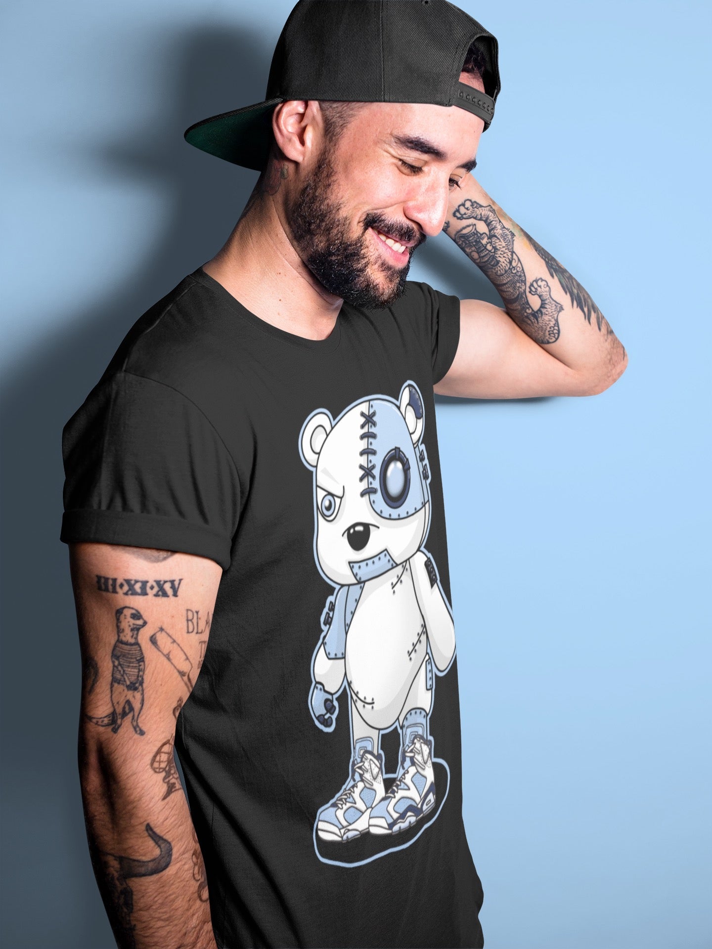 Jordan 6 UNC Shirt To Match Jordans Cyborg Bear Sneaker Tees Jordan 6 UNC Drip Gear Zone Sneaker Matching Clothing Unisex Shirts