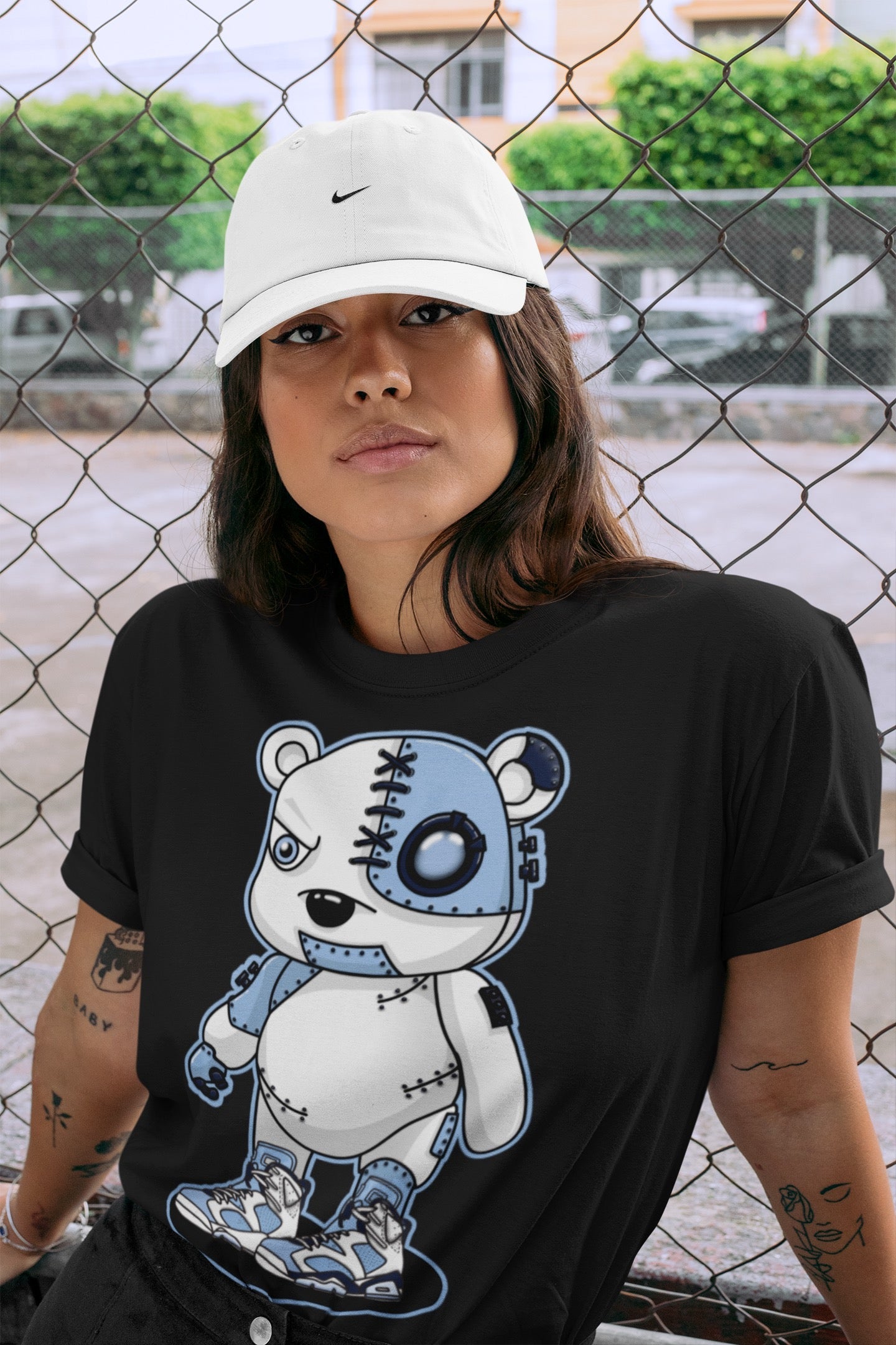 Jordan 6 UNC Shirt To Match Jordans Cyborg Bear Sneaker Tees Jordan 6 UNC Drip Gear Zone Sneaker Matching Clothing Unisex Shirts