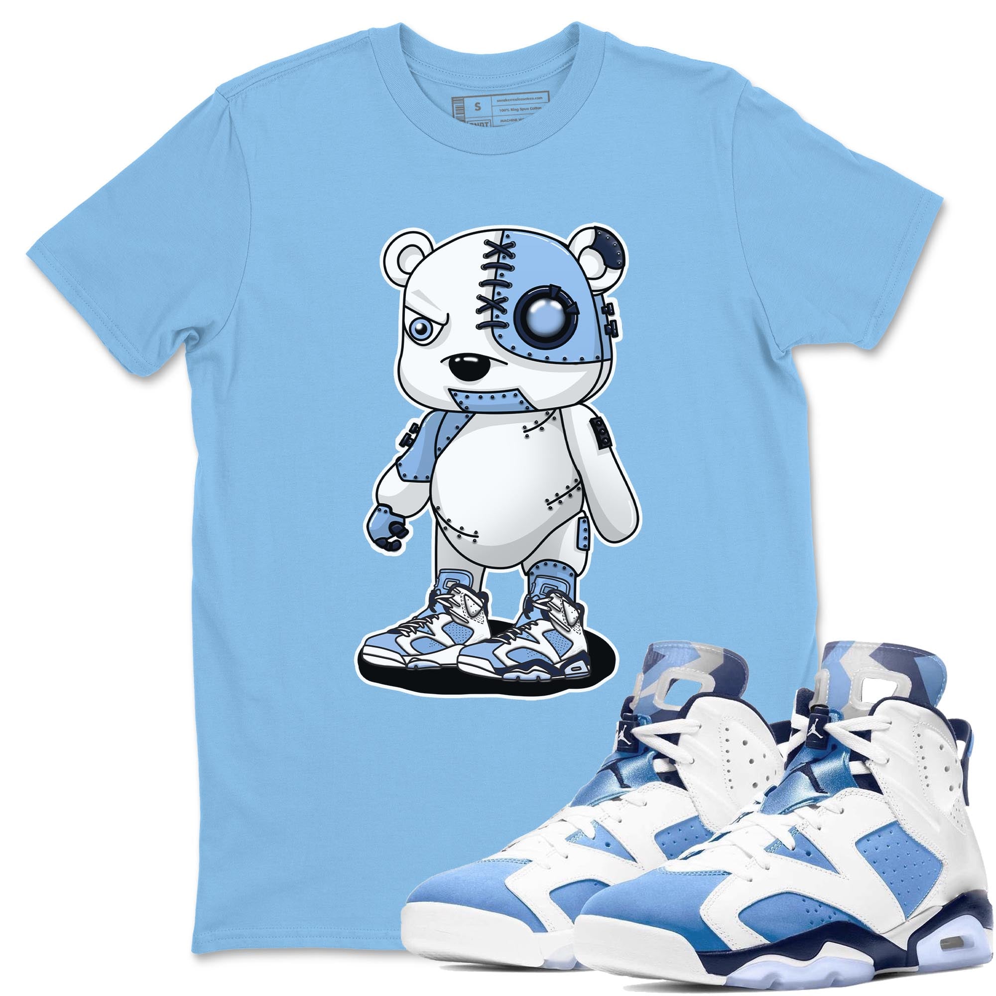 Jordan 6 UNC Shirt To Match Jordans Cyborg Bear Sneaker Tees Jordan 6 UNC Drip Gear Zone Sneaker Matching Clothing Unisex Shirts
