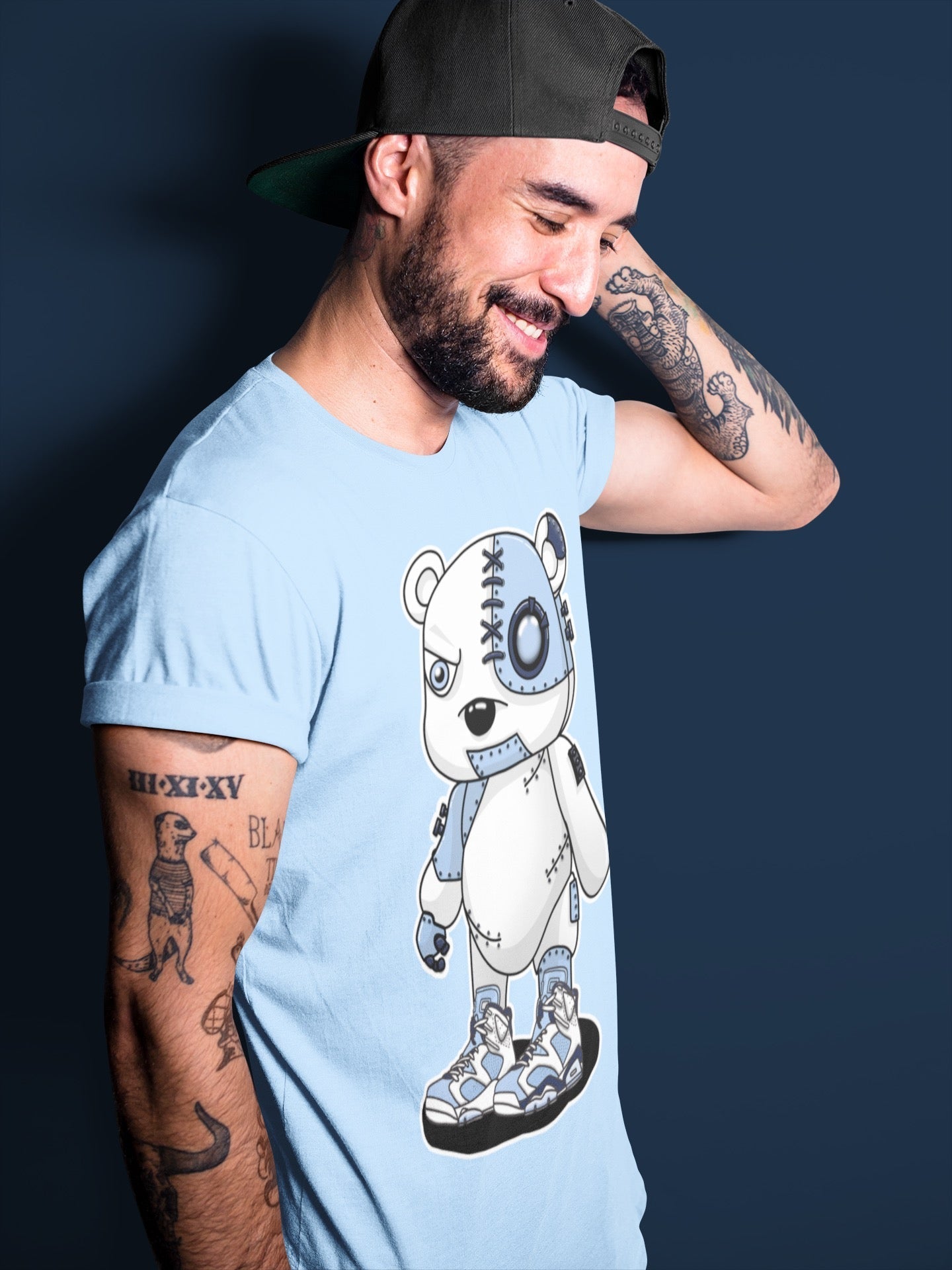 Jordan 6 UNC Shirt To Match Jordans Cyborg Bear Sneaker Tees Jordan 6 UNC Drip Gear Zone Sneaker Matching Clothing Unisex Shirts