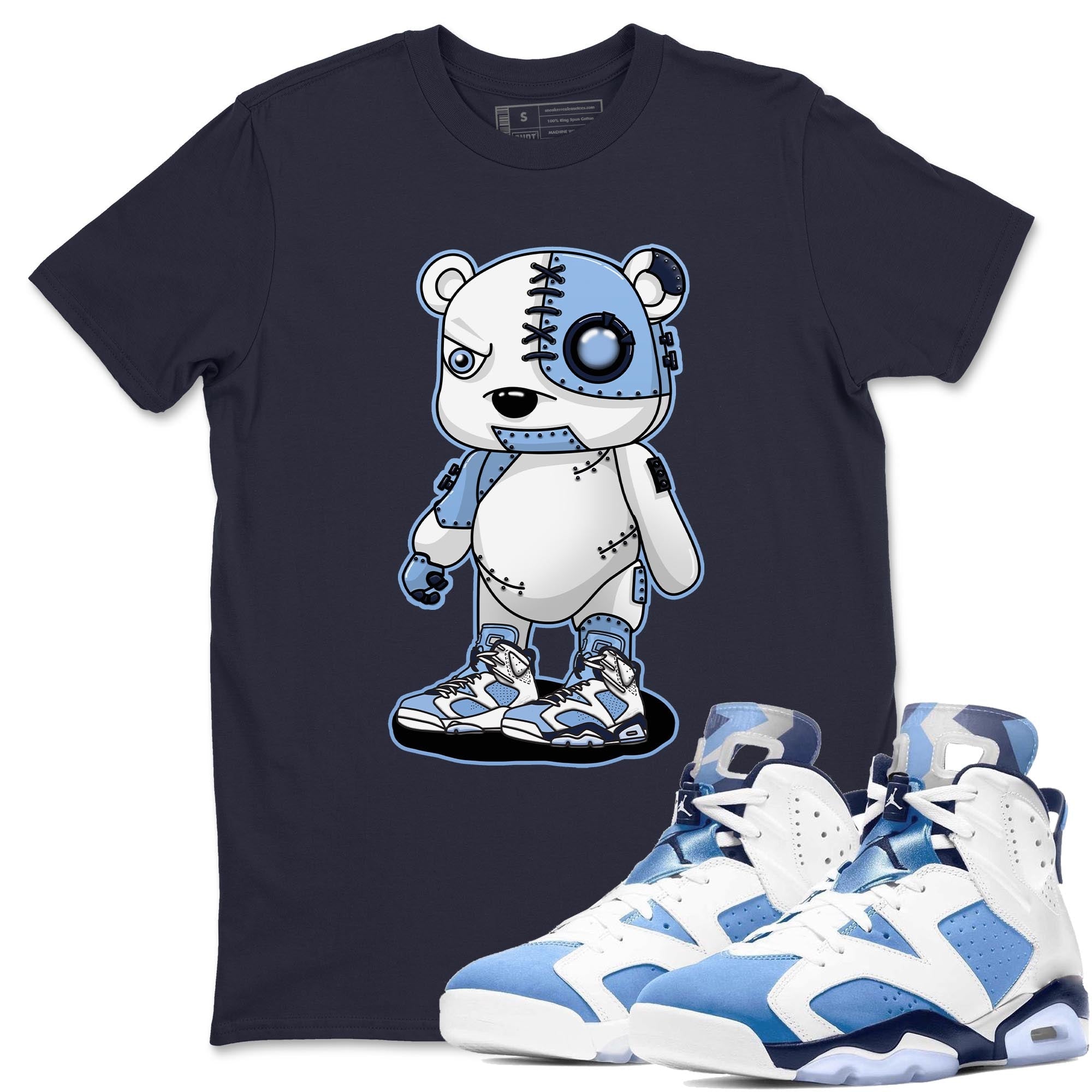 Jordan 6 UNC Shirt To Match Jordans Cyborg Bear Sneaker Tees Jordan 6 UNC Drip Gear Zone Sneaker Matching Clothing Unisex Shirts