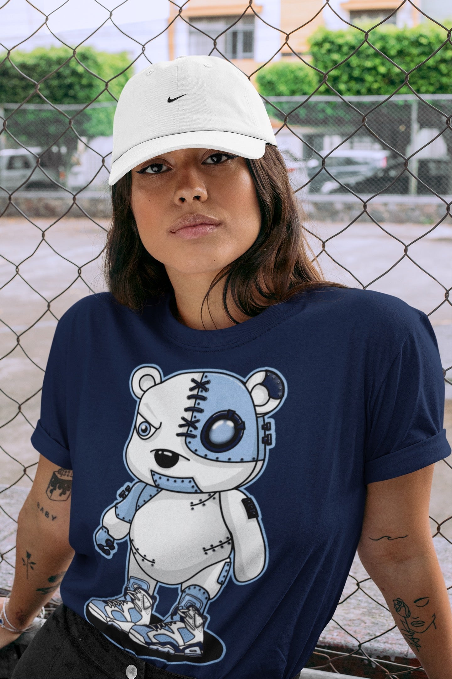 Jordan 6 UNC Shirt To Match Jordans Cyborg Bear Sneaker Tees Jordan 6 UNC Drip Gear Zone Sneaker Matching Clothing Unisex Shirts