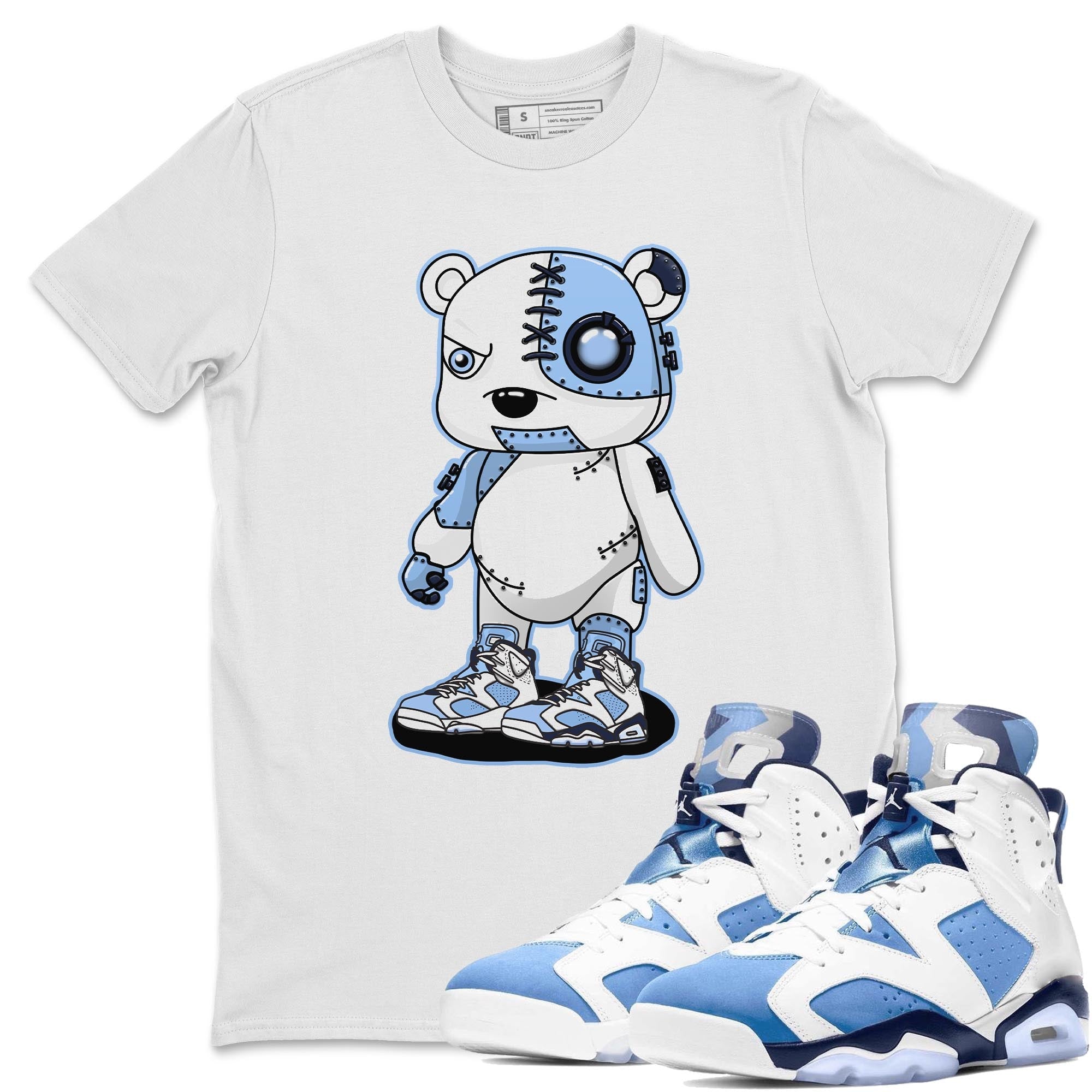 Jordan 6 UNC Shirt To Match Jordans Cyborg Bear Sneaker Tees Jordan 6 UNC Drip Gear Zone Sneaker Matching Clothing Unisex Shirts