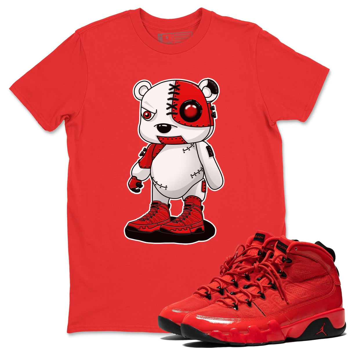 Jordan 9 Chile Red Shirt To Match Jordans Cyborg Bear Sneaker Tees Jordan 9 Chile Red Drip Gear Zone Sneaker Matching Clothing Unisex Shirts