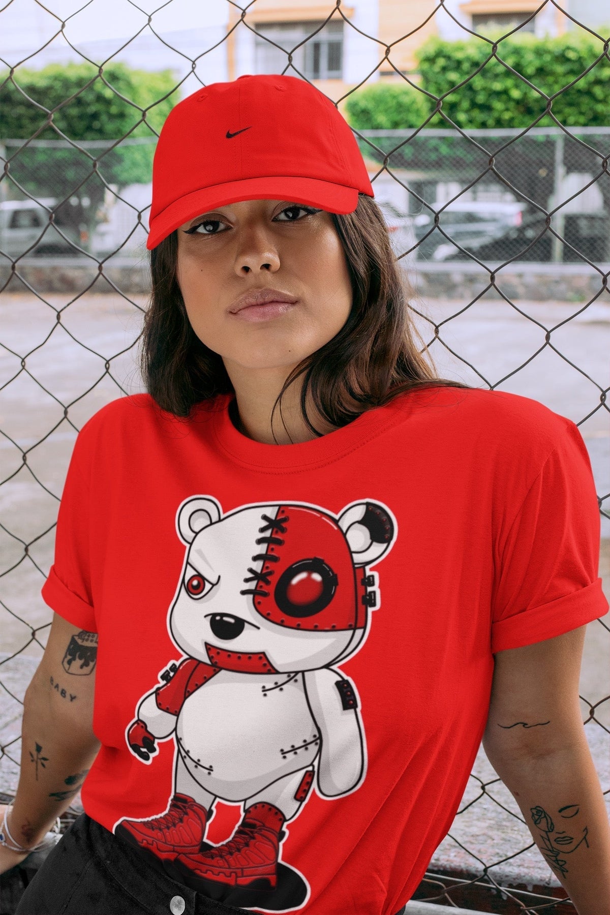 Jordan 9 Chile Red Shirt To Match Jordans Cyborg Bear Sneaker Tees Jordan 9 Chile Red Drip Gear Zone Sneaker Matching Clothing Unisex Shirts