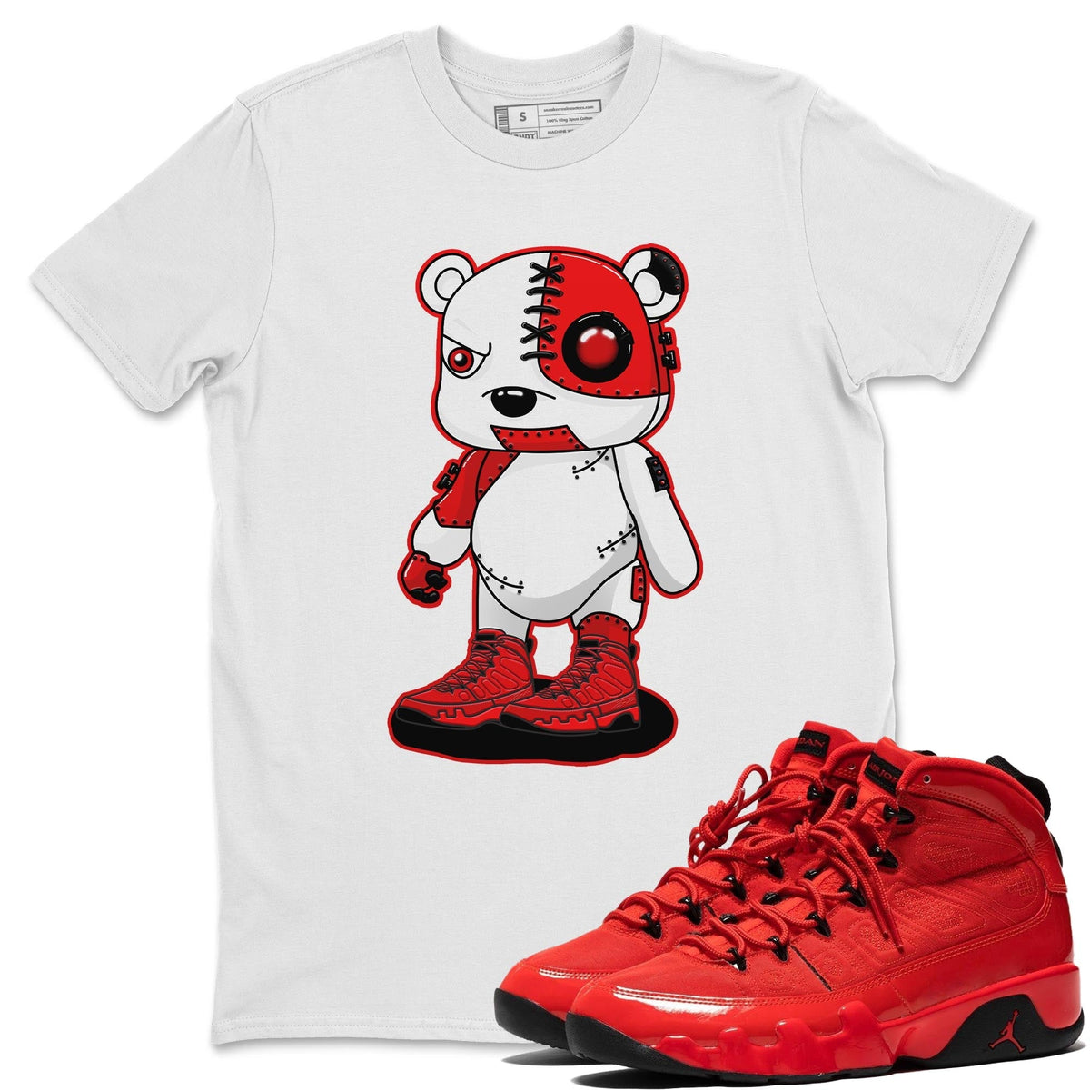 Jordan 9 Chile Red Shirt To Match Jordans Cyborg Bear Sneaker Tees Jordan 9 Chile Red Drip Gear Zone Sneaker Matching Clothing Unisex Shirts