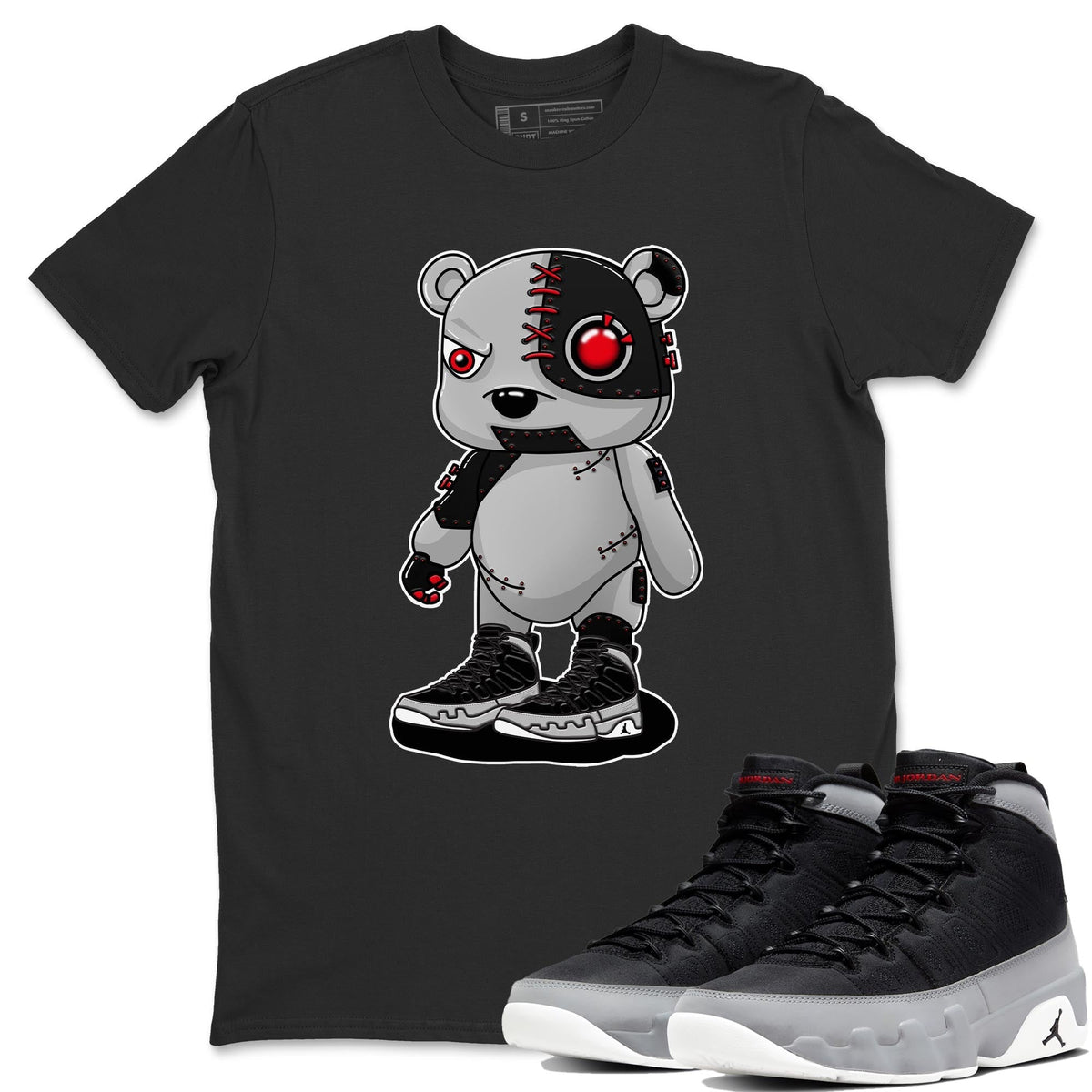 Jordan 9 Particle Grey Shirt To Match Jordans Cyborg Bear Sneaker Tees Jordan 9 Particle Grey Drip Gear Zone Sneaker Matching Clothing Unisex Shirts