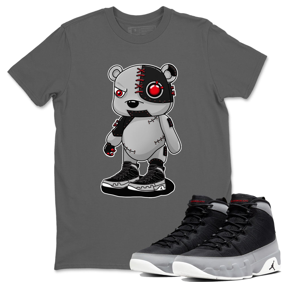 Jordan 9 Particle Grey Shirt To Match Jordans Cyborg Bear Sneaker Tees Jordan 9 Particle Grey Drip Gear Zone Sneaker Matching Clothing Unisex Shirts