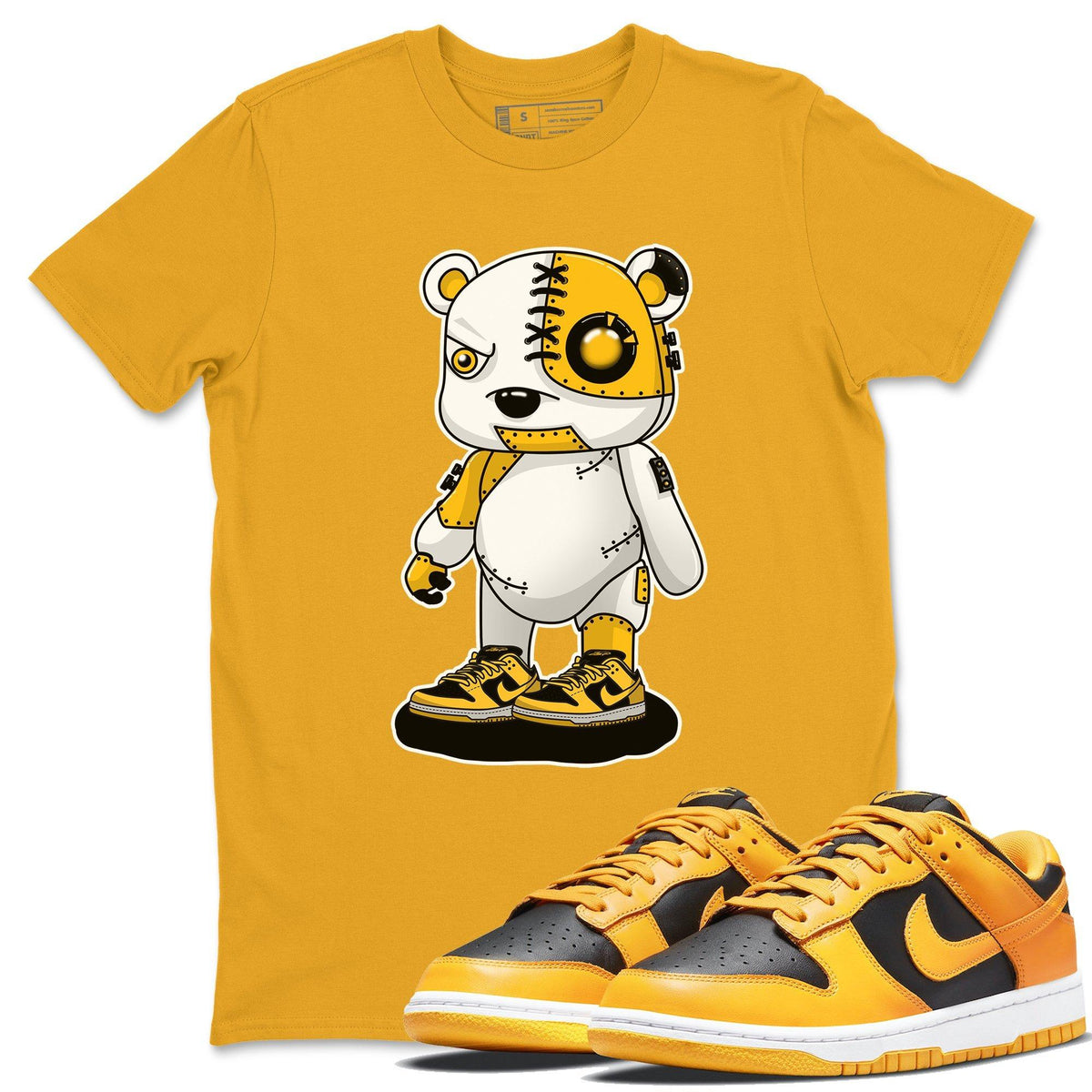 Dunk Championship Goldenrod Sneaker Match Tees Cyborg Bear Sneaker Tees Dunk Championship Goldenrod Jordan to match sneaker T-Shirt Crew Neck Shirts