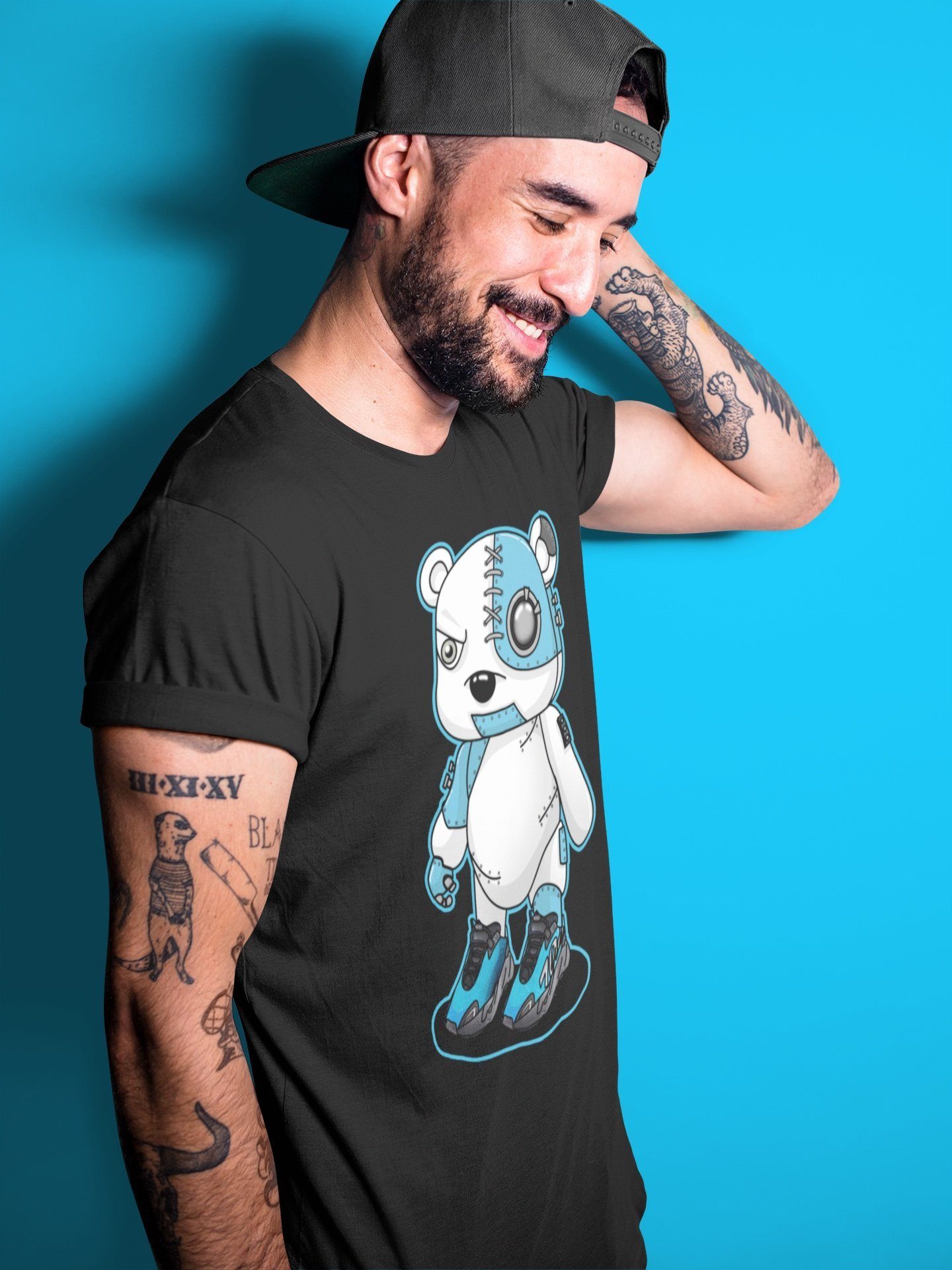 Yeezy 700 Bright Cyan Shirt To Match Jordans Cyborg Bear Sneaker Tees Yeezy 700 Bright Cyan Drip Gear Zone Sneaker Matching Clothing Unisex Shirts