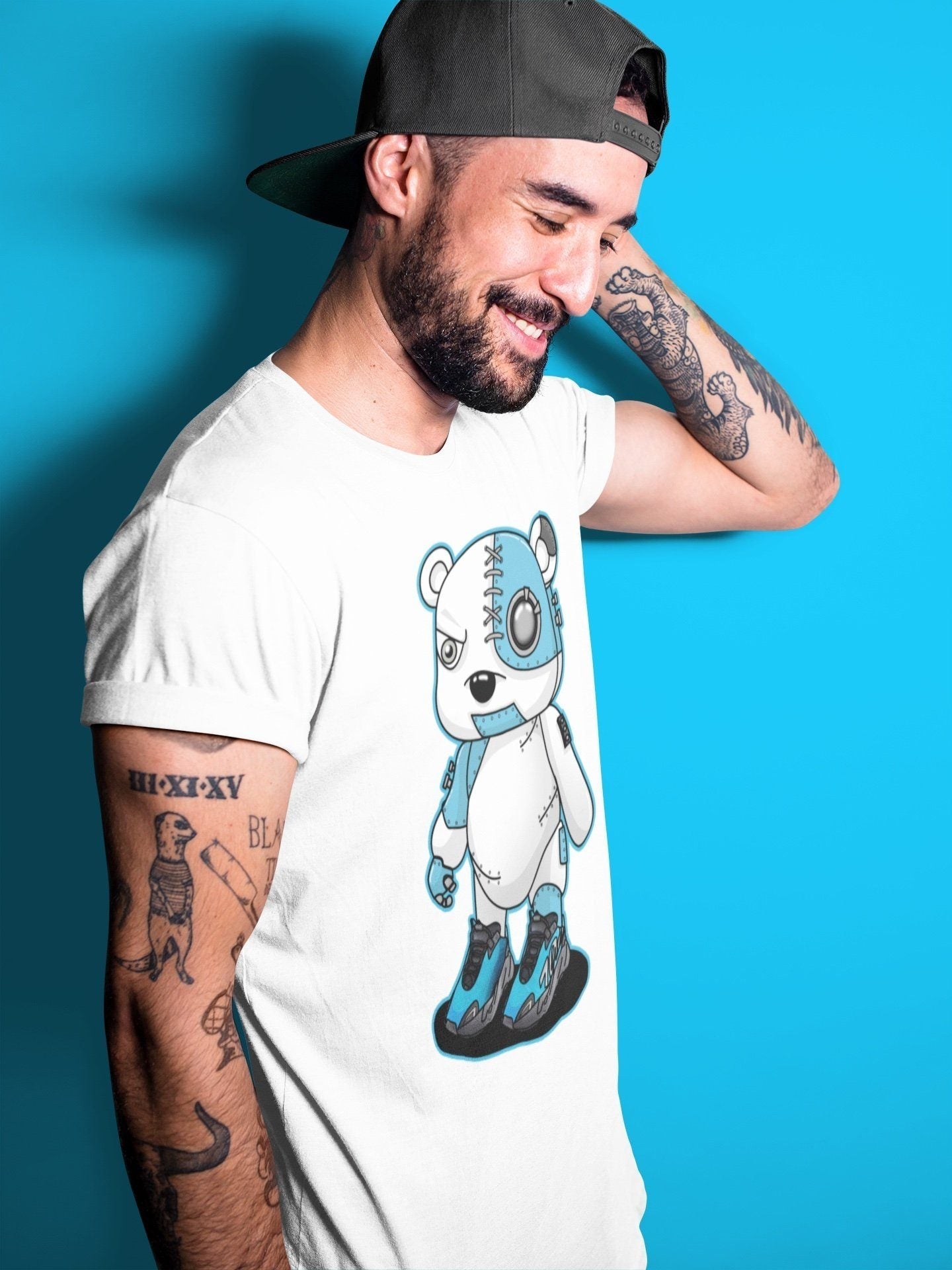 Yeezy 700 Bright Cyan Shirt To Match Jordans Cyborg Bear Sneaker Tees Yeezy 700 Bright Cyan Drip Gear Zone Sneaker Matching Clothing Unisex Shirts