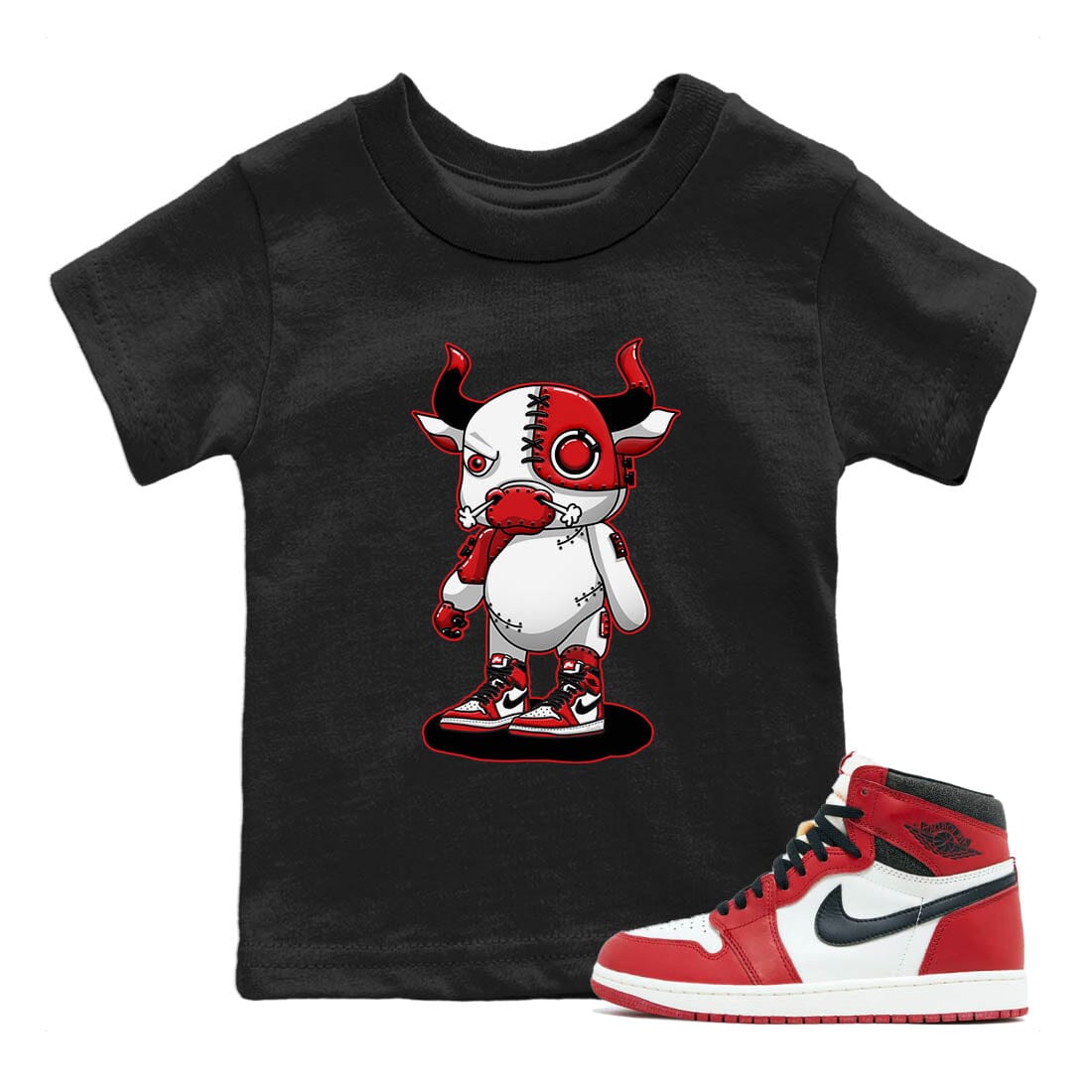 Jordan 1 lost & found Sneaker Matching T-Shirt Cyborg Bull Sneaker Tees Jordan 1 lost & found Sneaker Release Tees Kids Shirts