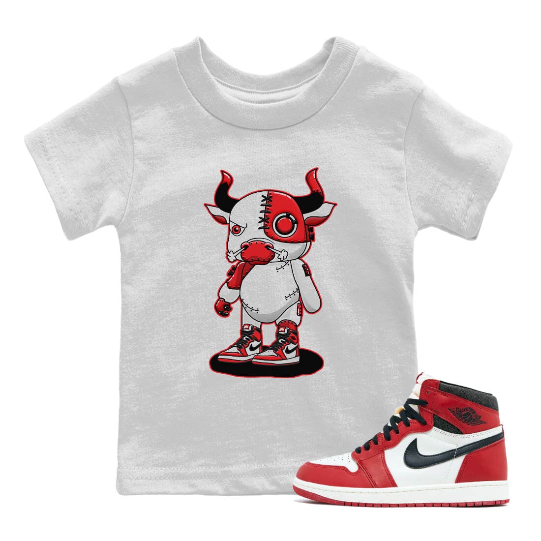 Jordan 1 lost & found Sneaker Matching T-Shirt Cyborg Bull Sneaker Tees Jordan 1 lost & found Sneaker Release Tees Kids Shirts