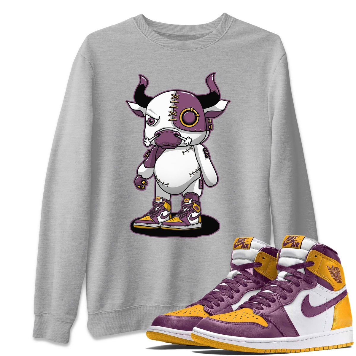 Jordan 1 Brotherhood Sneaker Matching T-Shirt Cyborg Bull Sneaker Tees Jordan 1 Brotherhood Sneaker Release Tees Crew Neck Tees